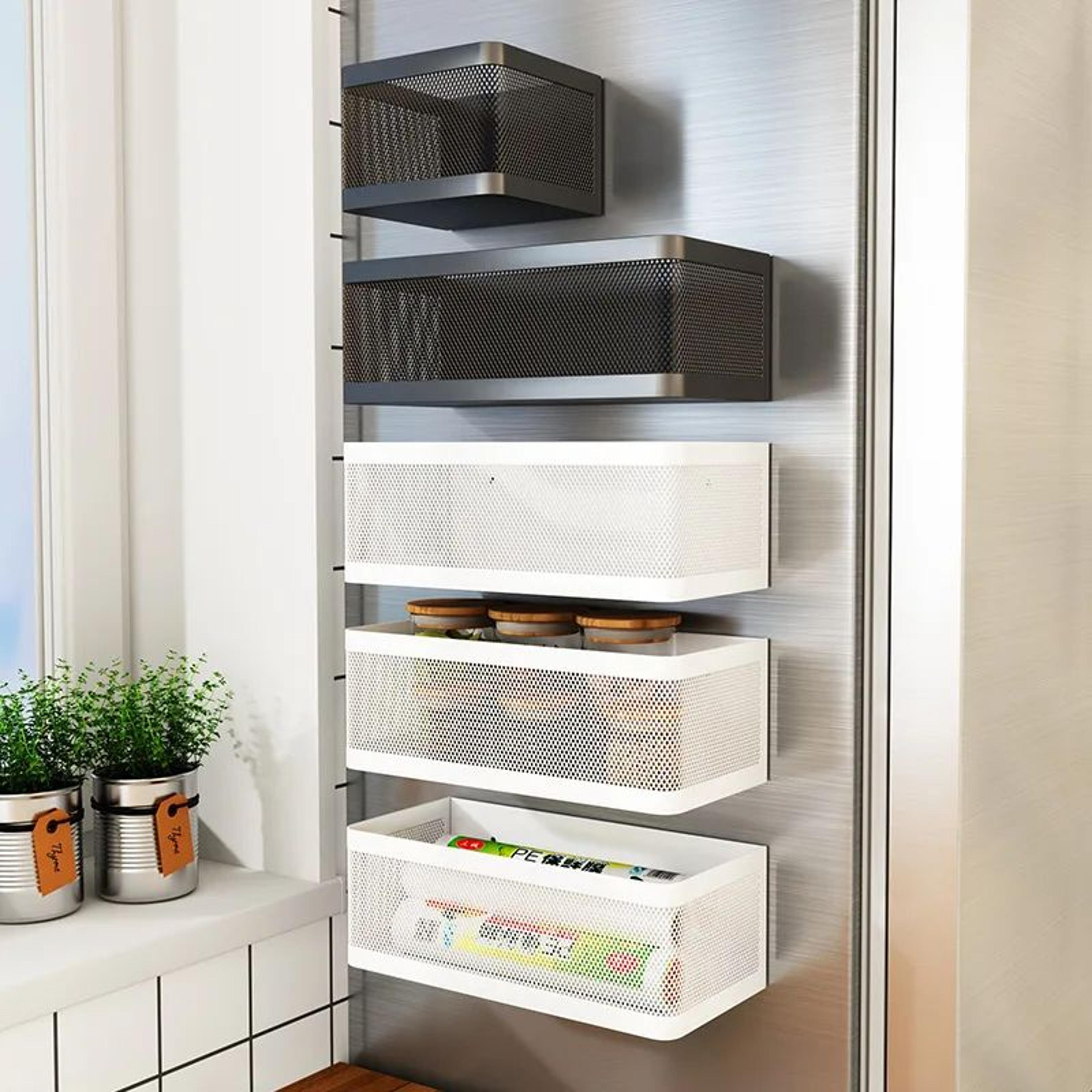 magnetic refrigerator side storage rack kitchen organizer