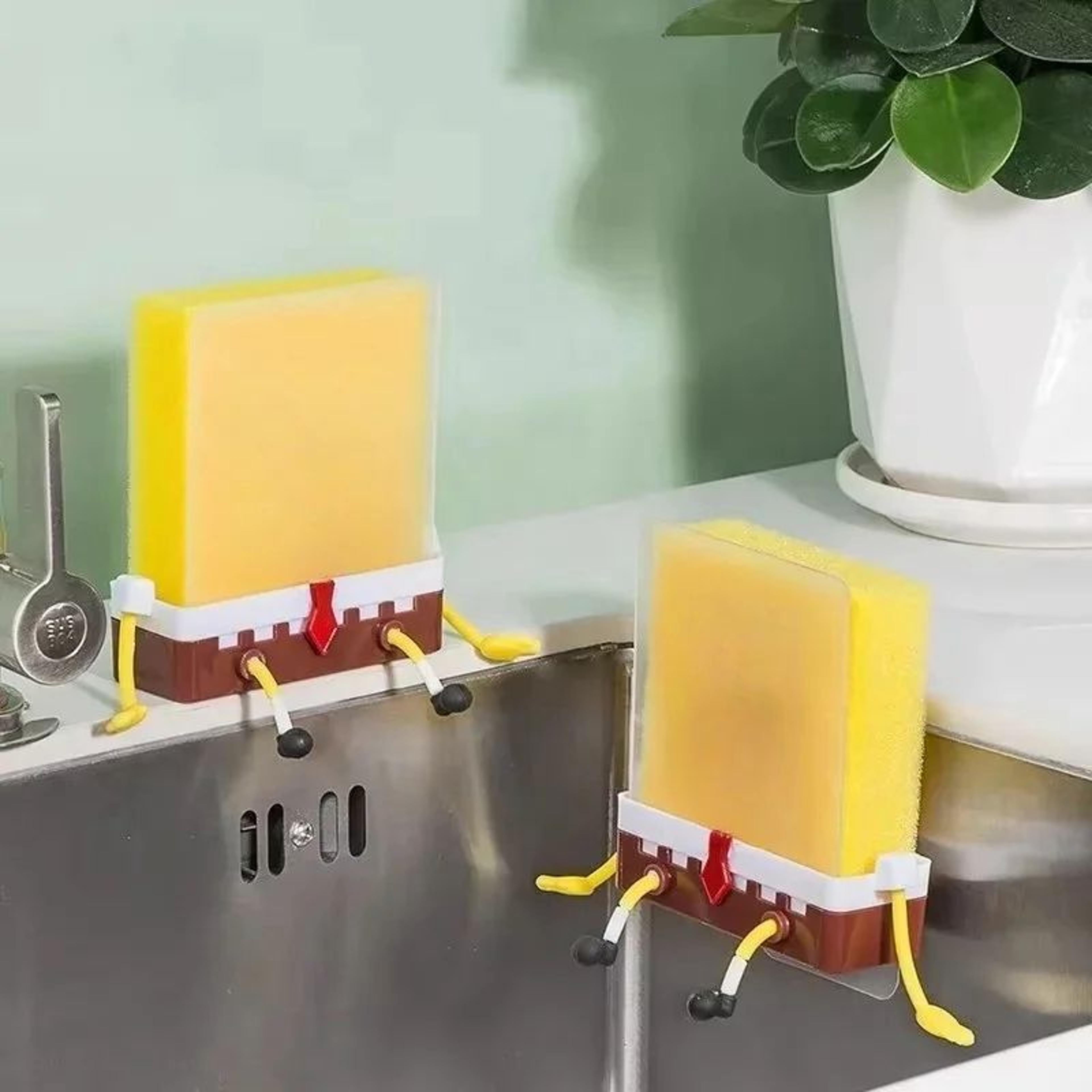 cartoon kitchen sponge holder sink drain rack organizer
