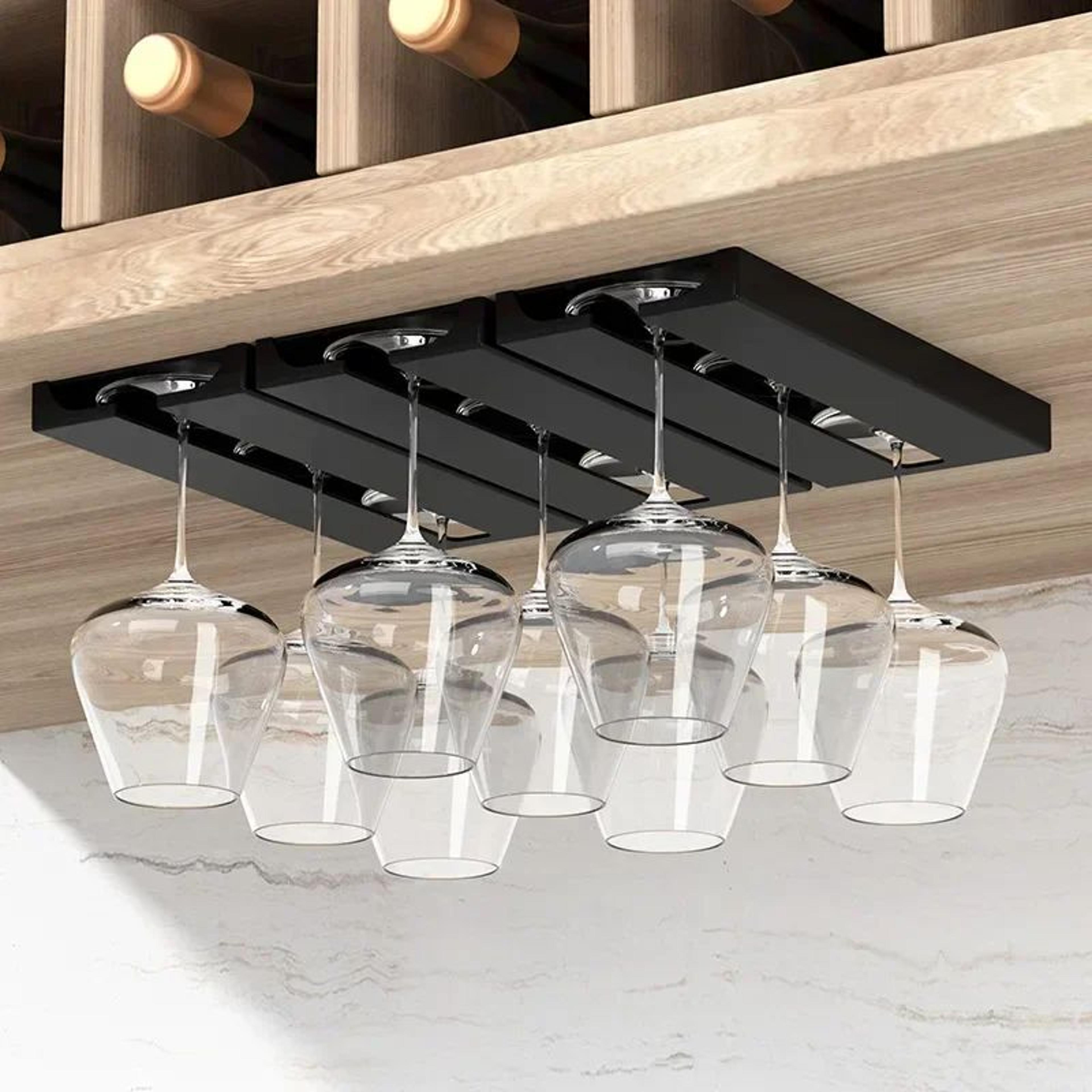 under cabinet wine glass rack no drill holder