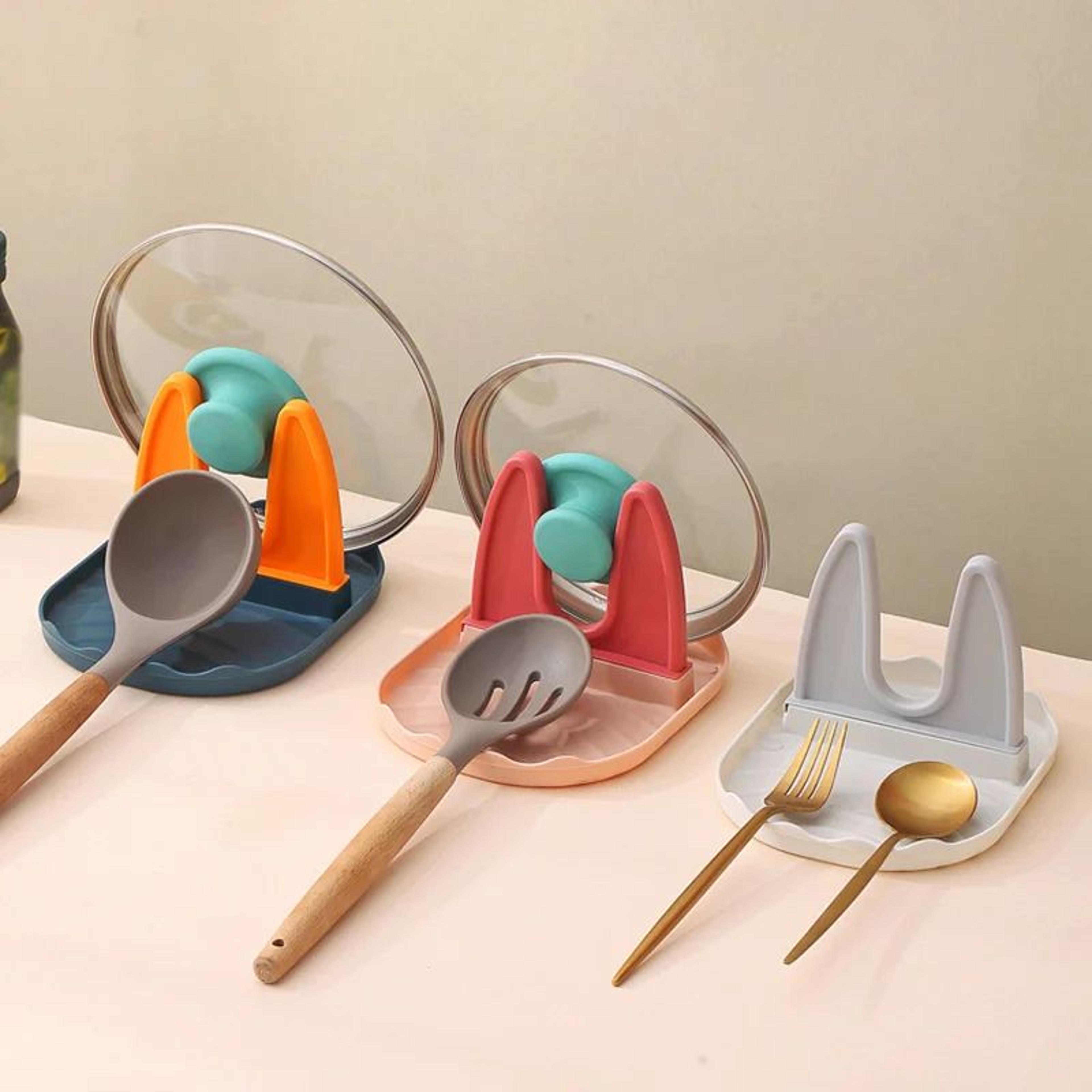 pan lid and spoon rest holder kitchen utensil stand