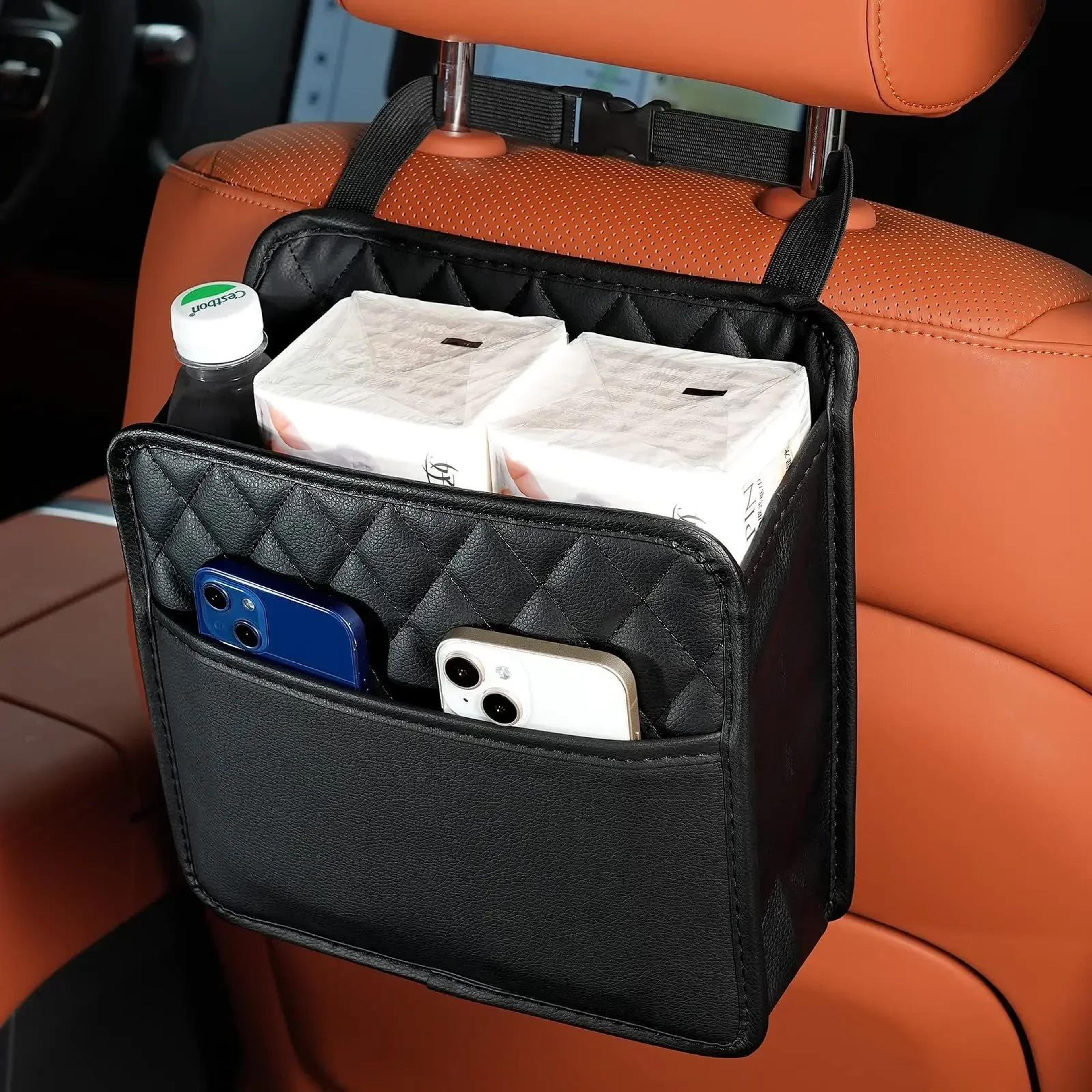 multi functional car seat back organizer leather storage bag