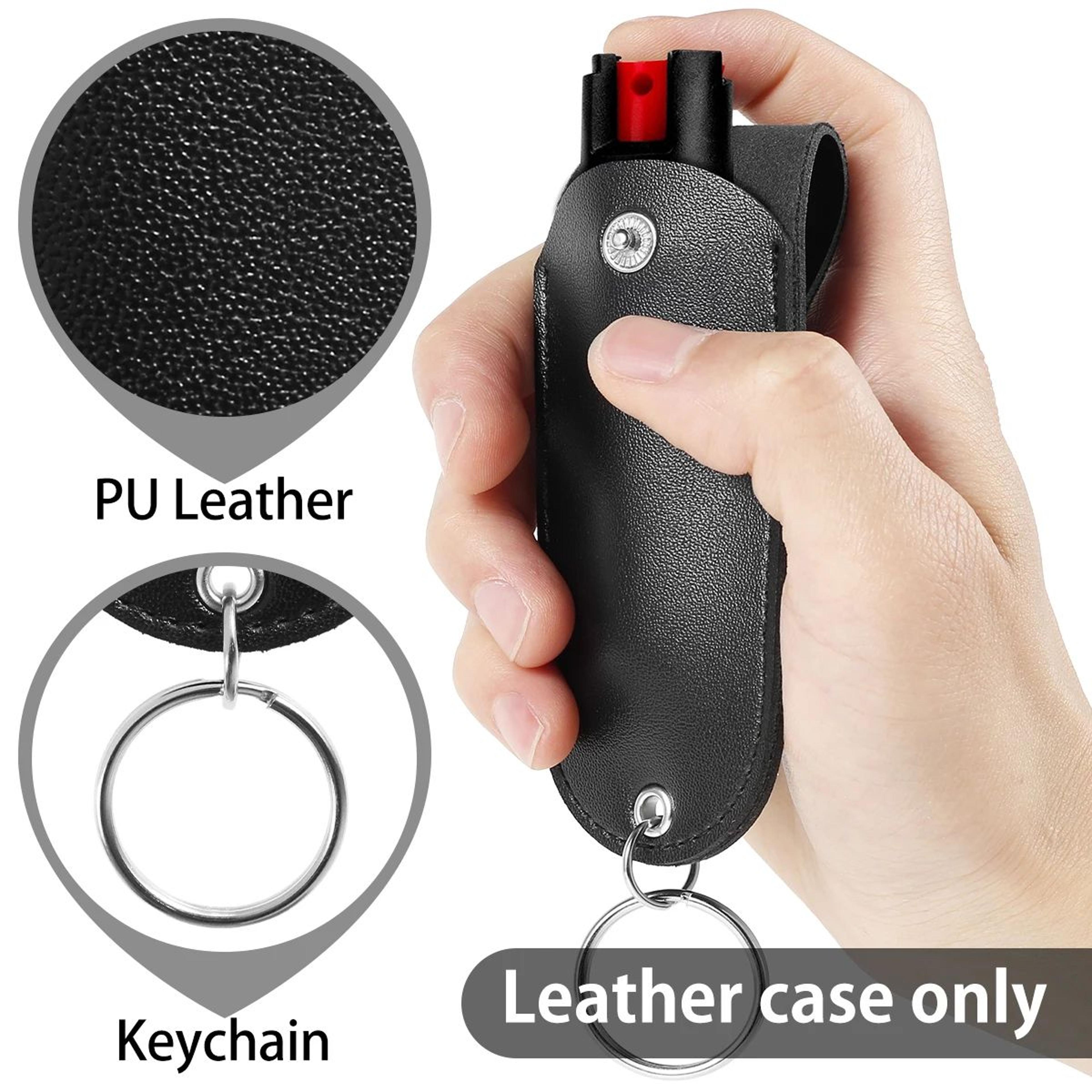 mini pepper spray holster portable leather holder with keychain