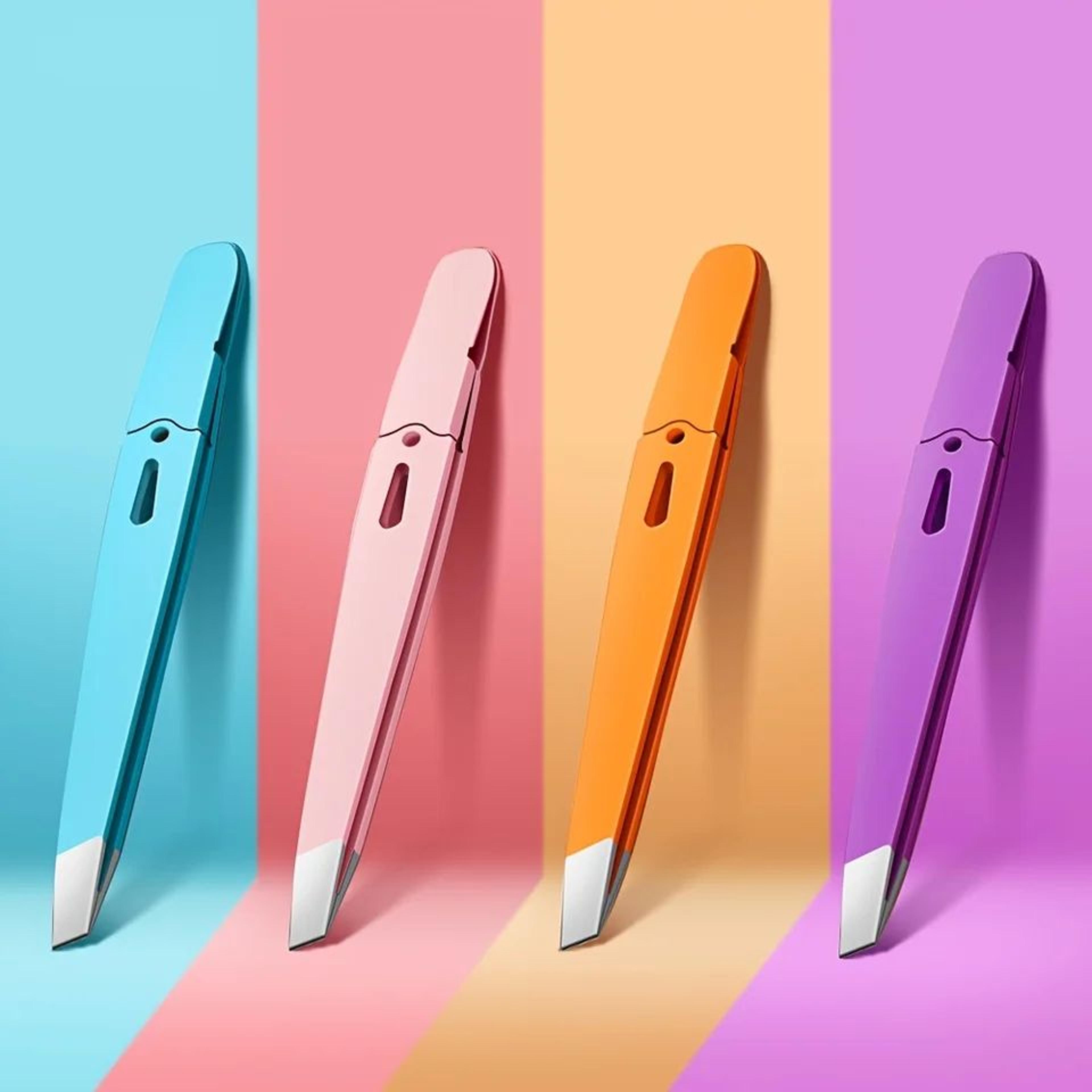 stainless steel eyebrow tweezers slanted tip precision hair removal tool