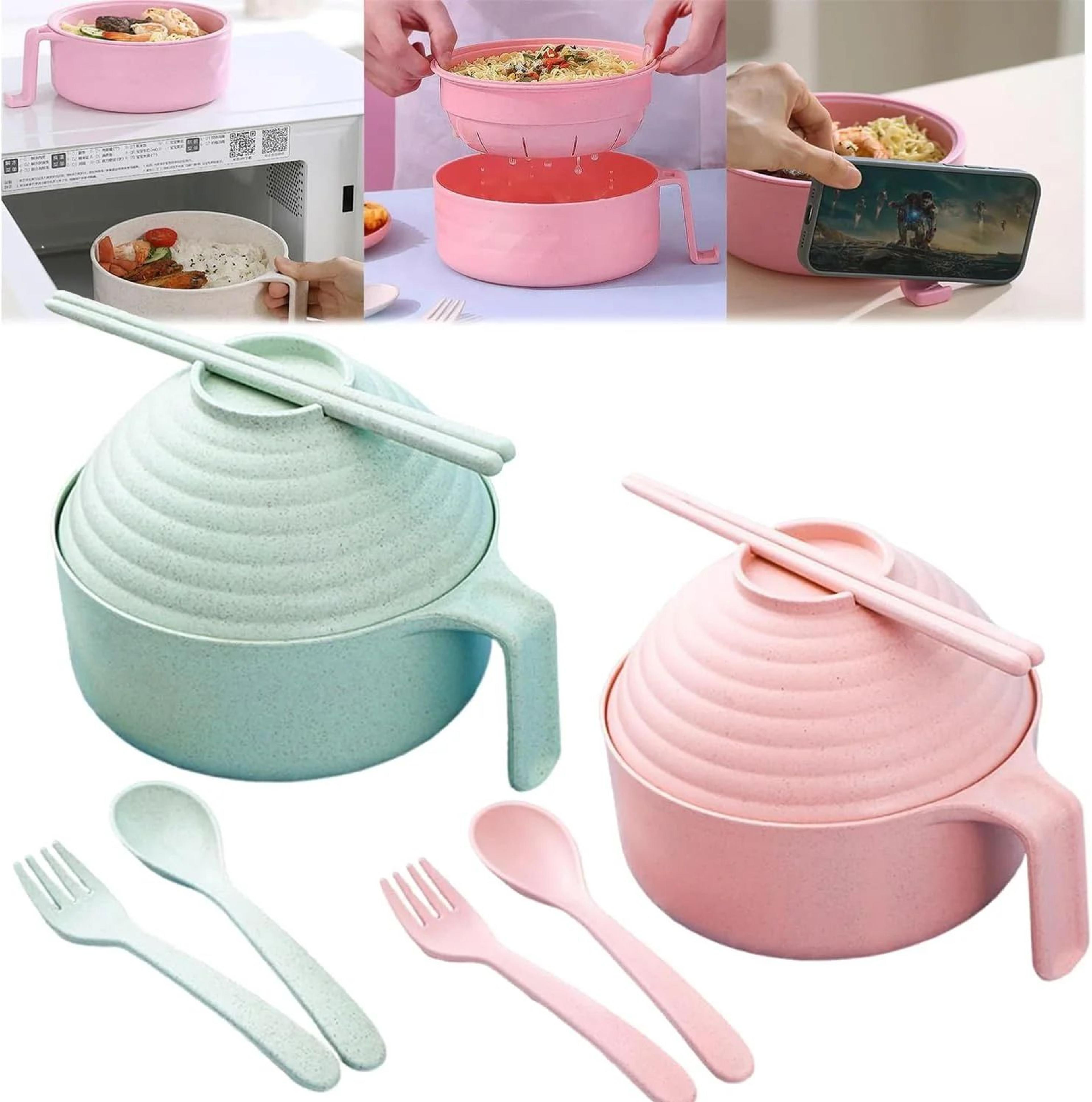 microwavable ramen bowl set with lid and chopsticks