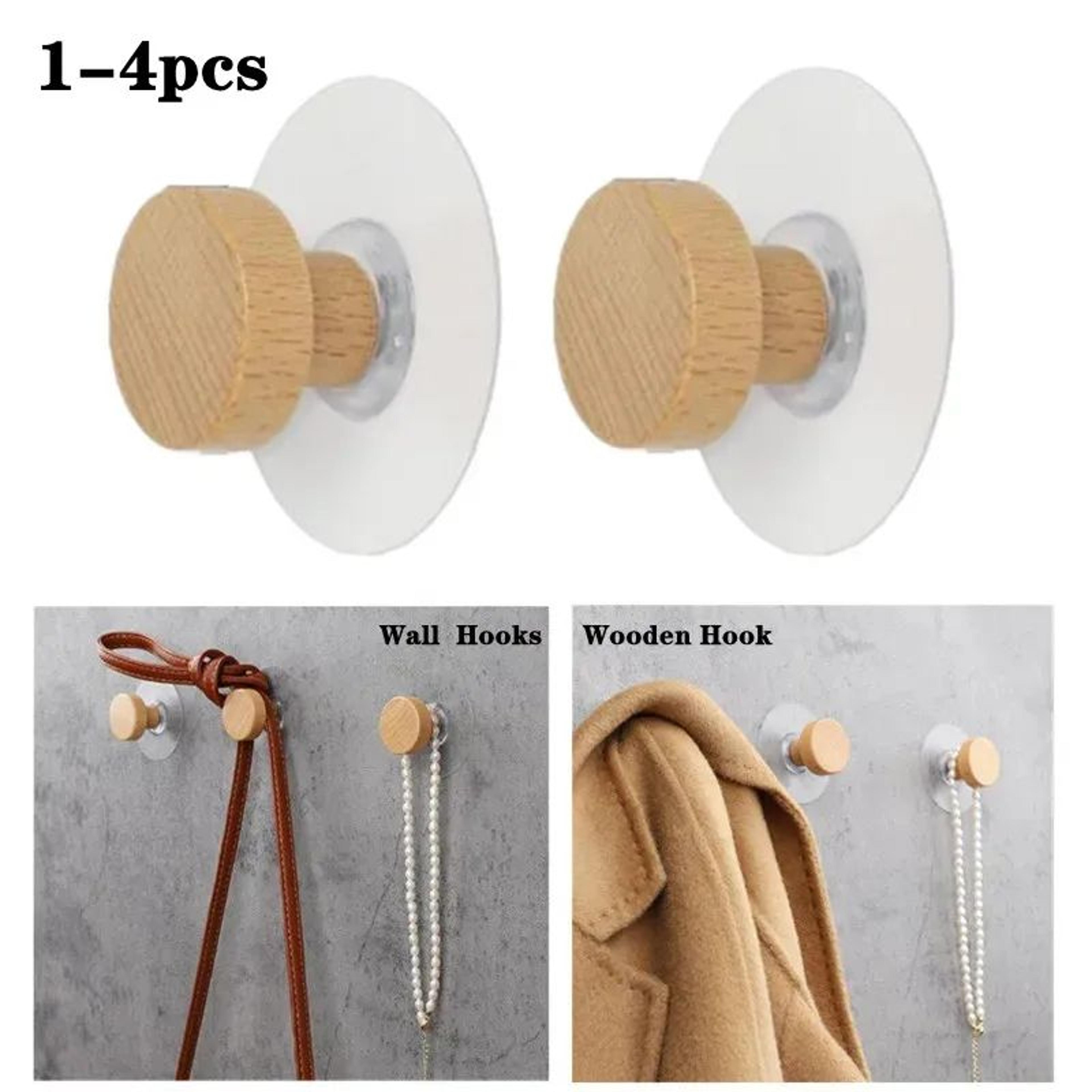 wooden wall hooks geometric coat hanger punch free