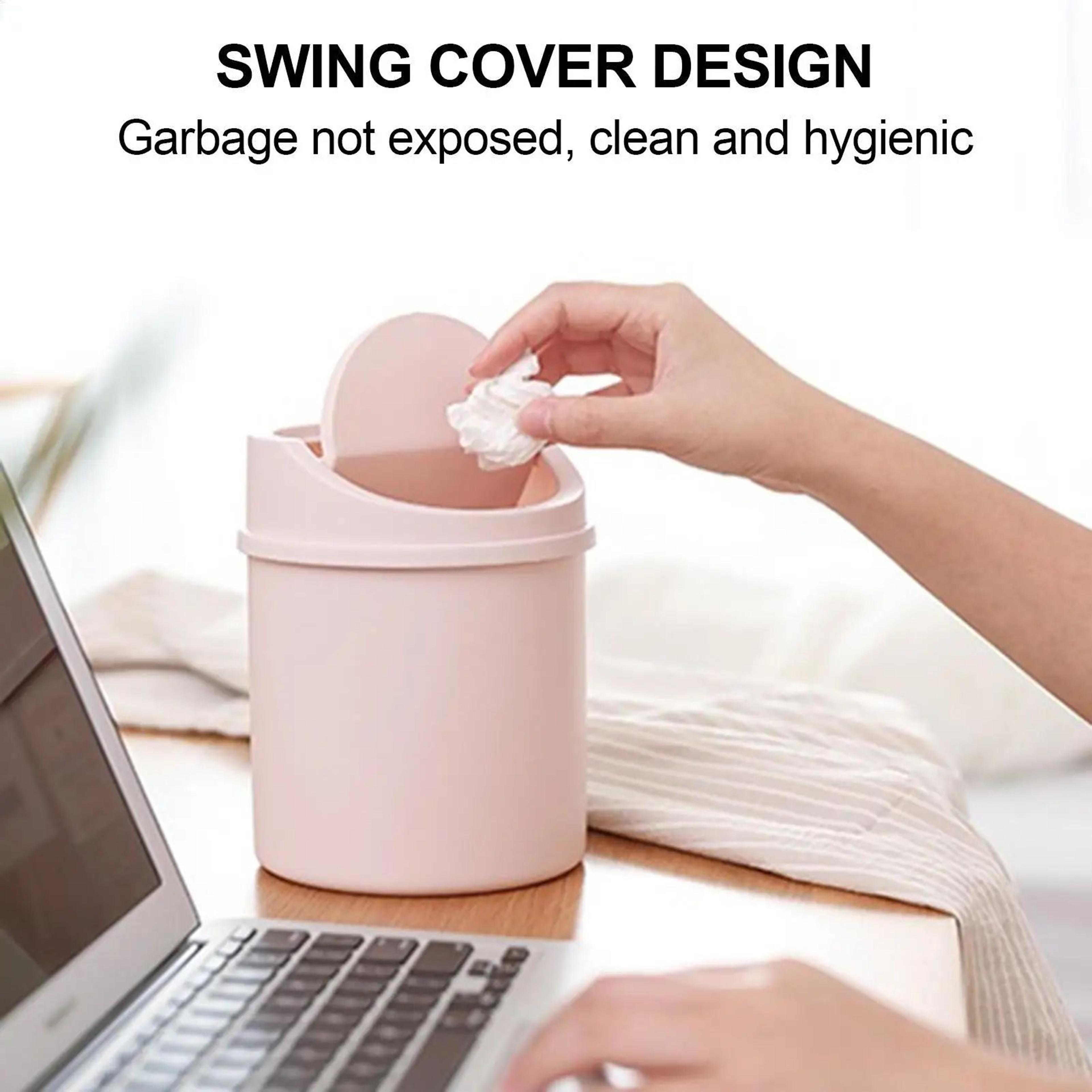 mini desktop trash can with lid for tabletop use