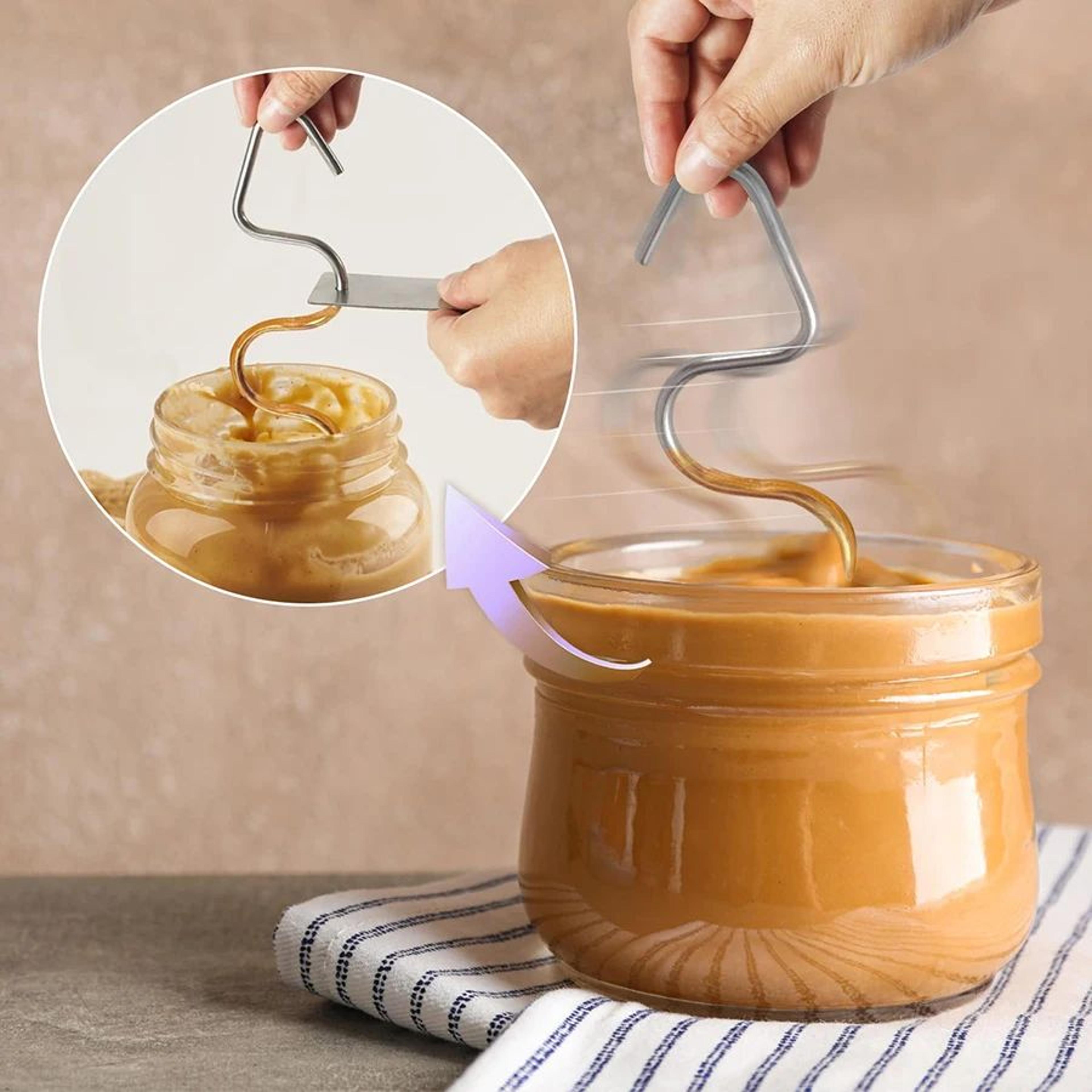 stainless steel peanut butter mixer and scraper tool
