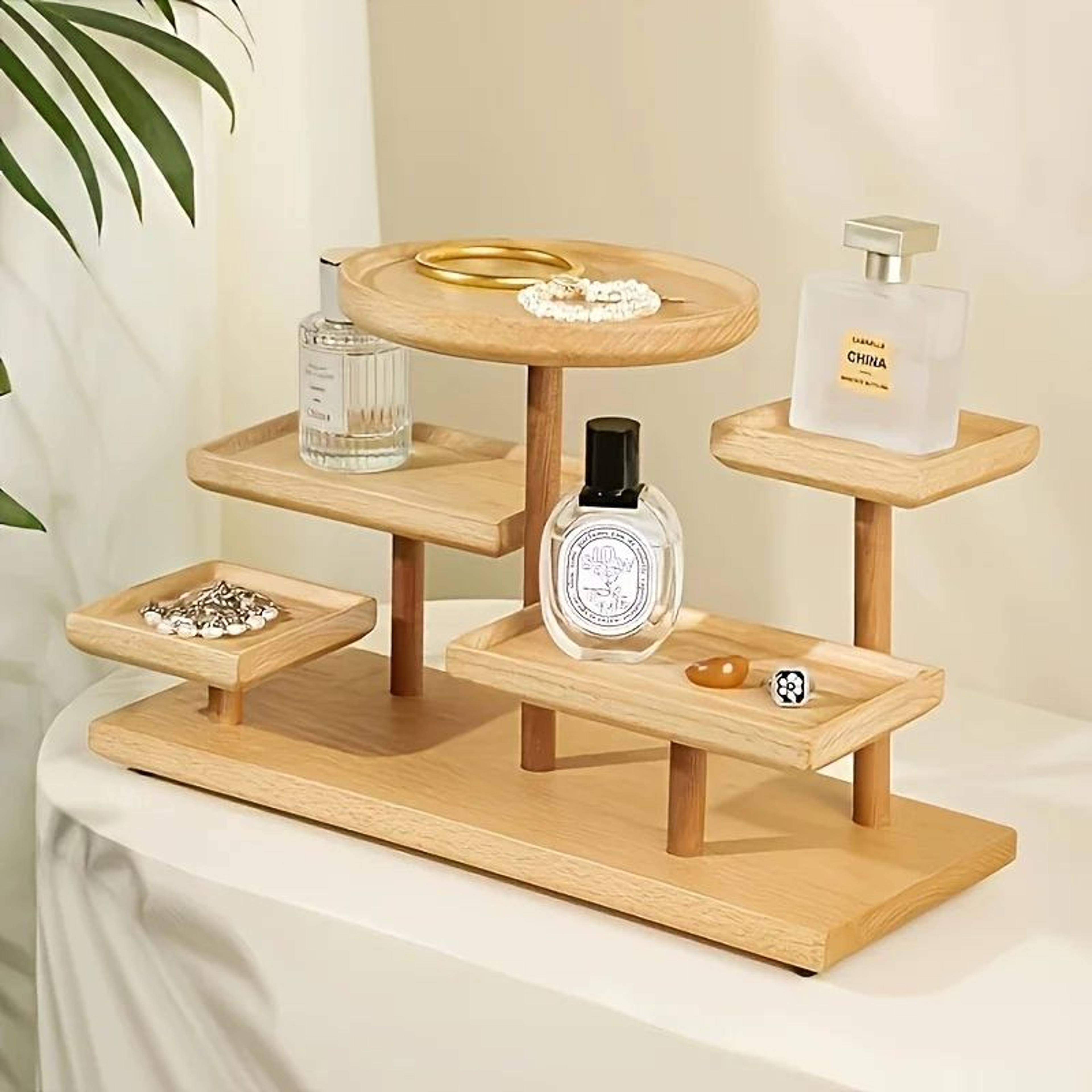 multi layer wooden display rack jewelry organizer