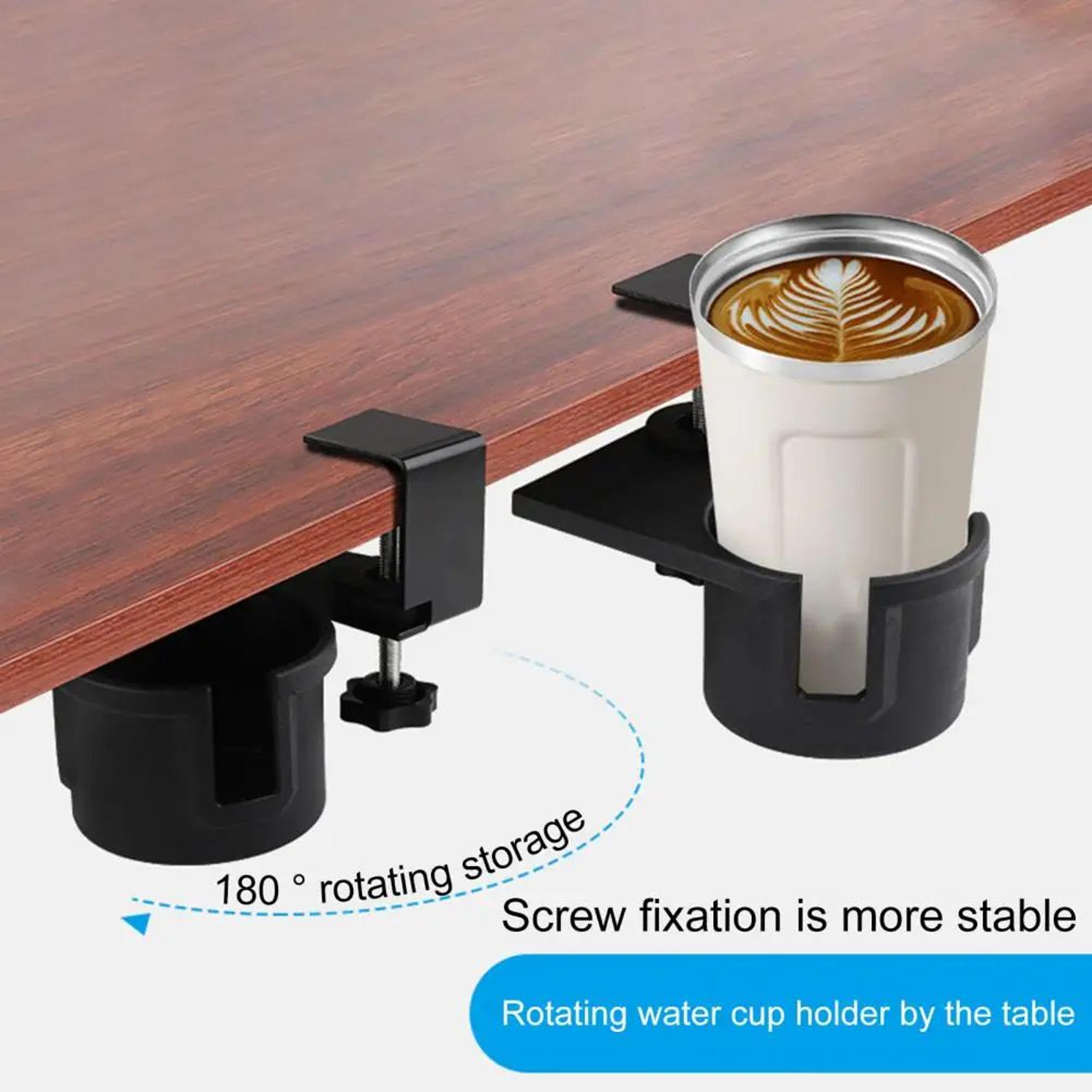 under desk cup holder rotating clip on mug holder