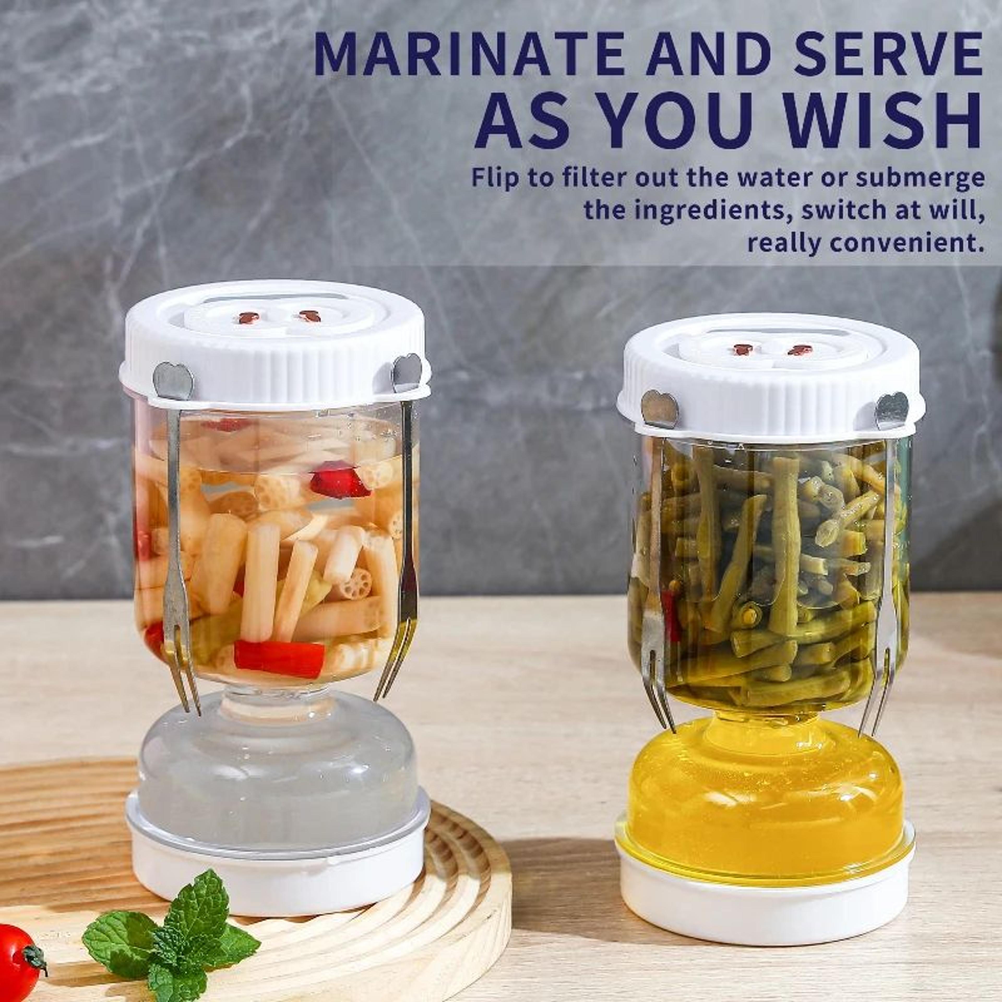 hourglass pickle jar with strainer and lid