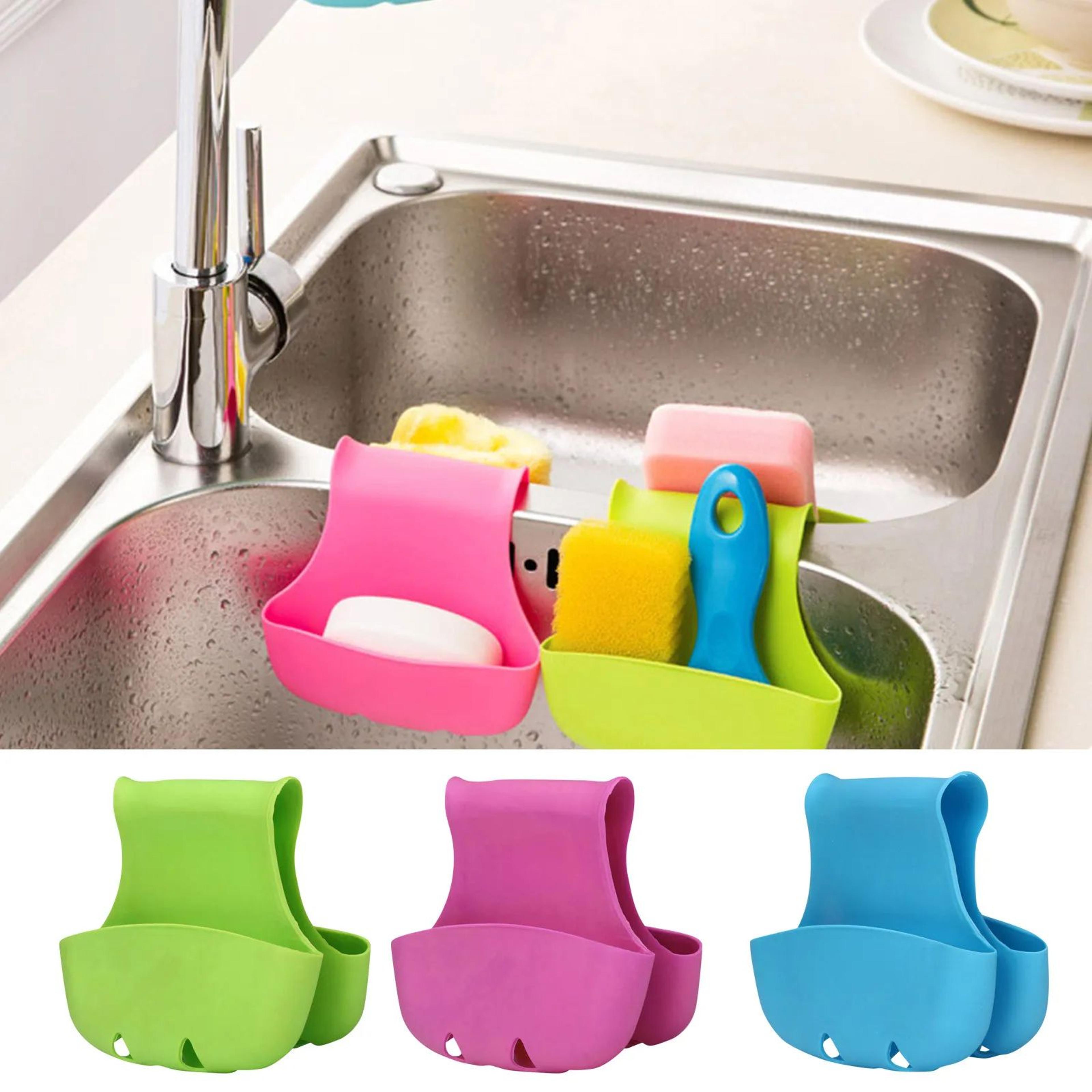 double sink saddle sponge holder kitchen caddy organizer