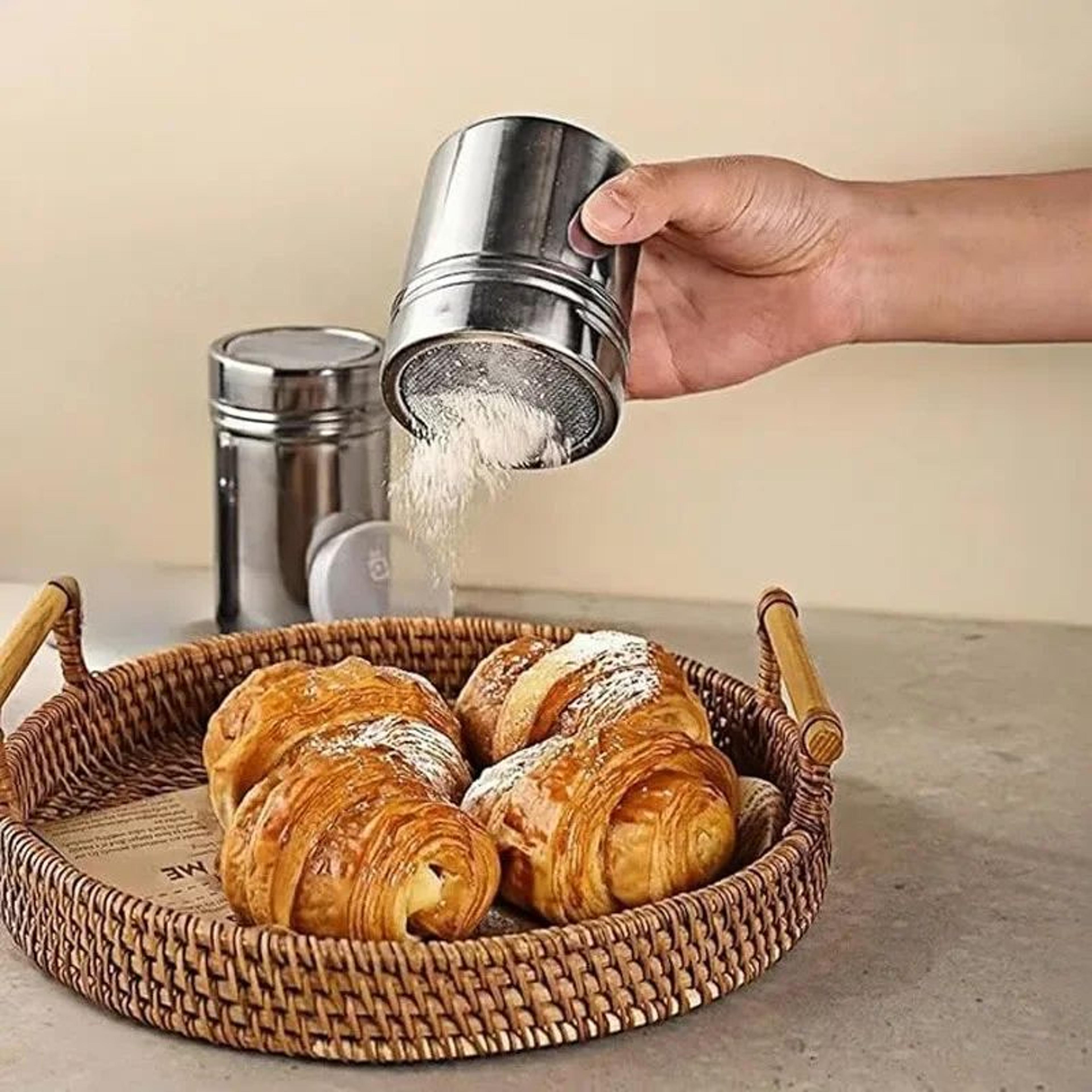 stainless steel powder sifter shaker with lid