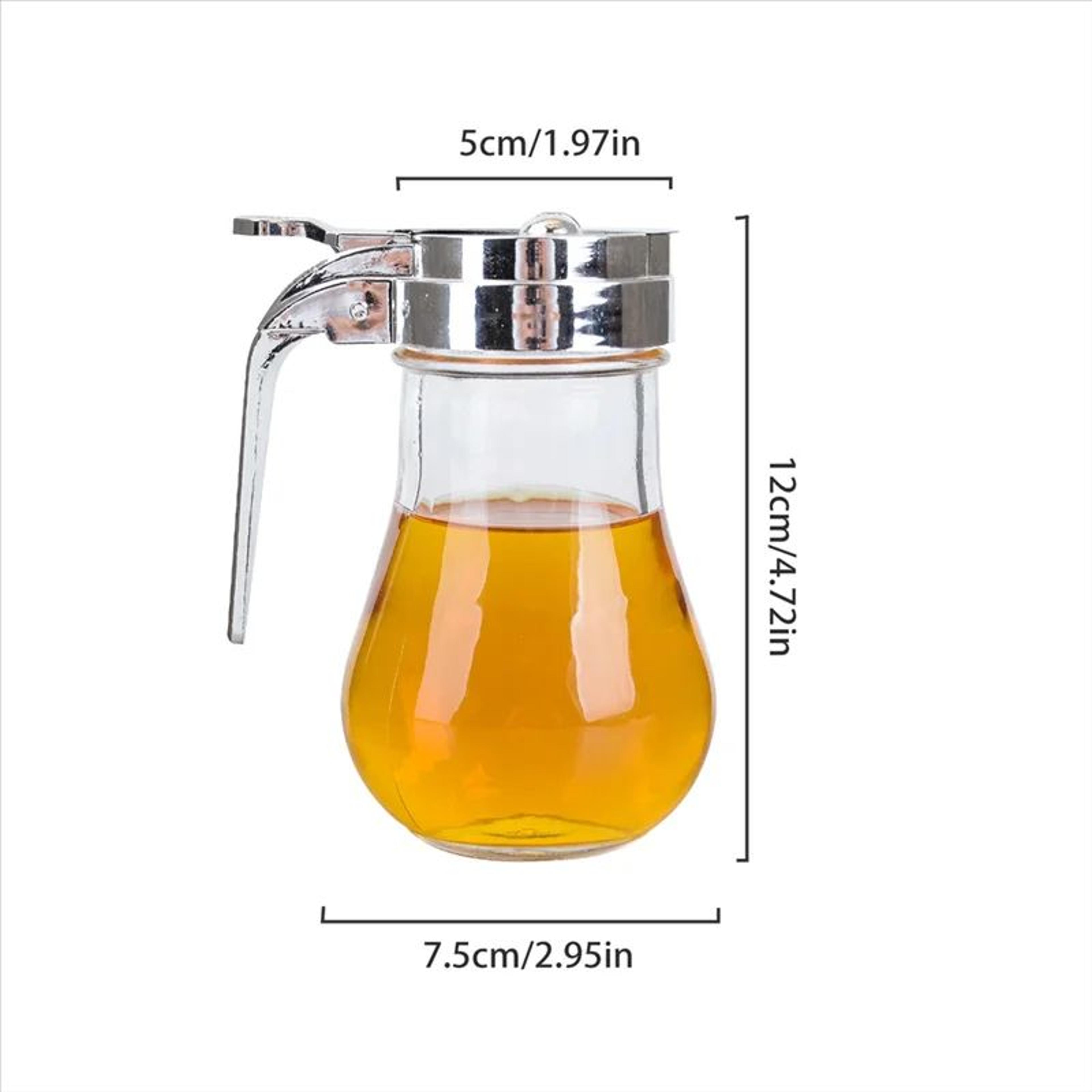 glass syrup dispenser with no drip pour spout