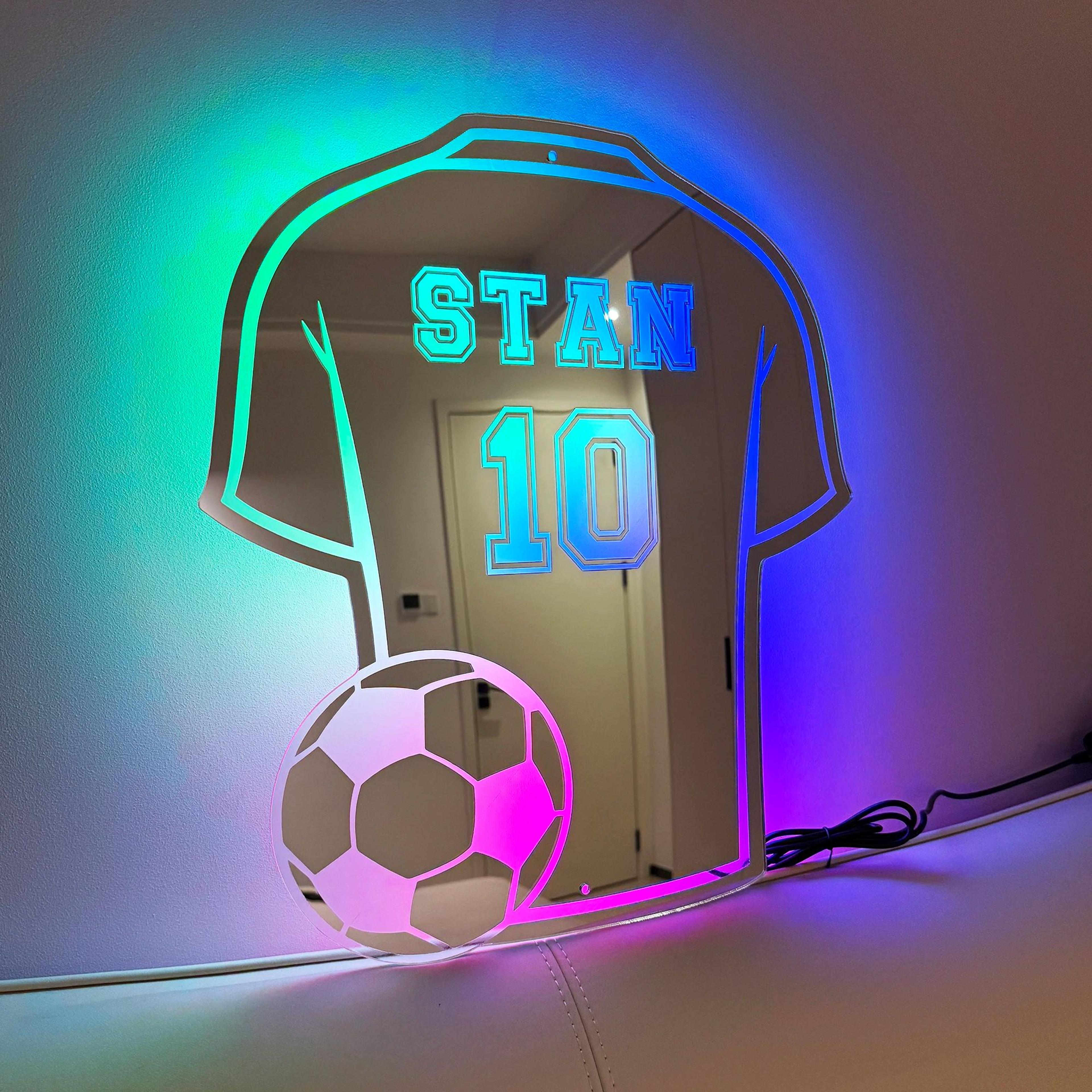 custom football shirt led mirror personalized wall decor