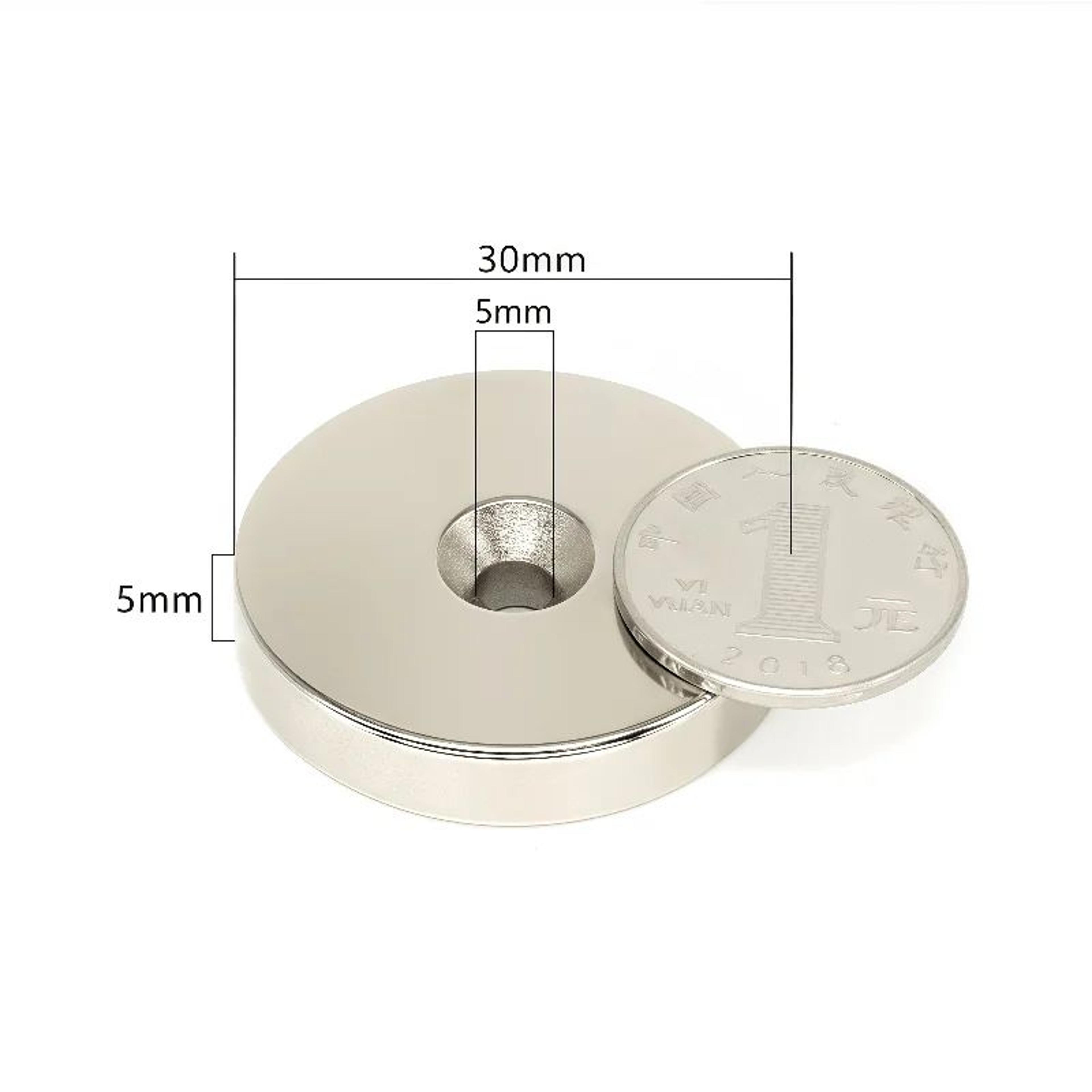 n52 countersunk neodymium magnet 30mm