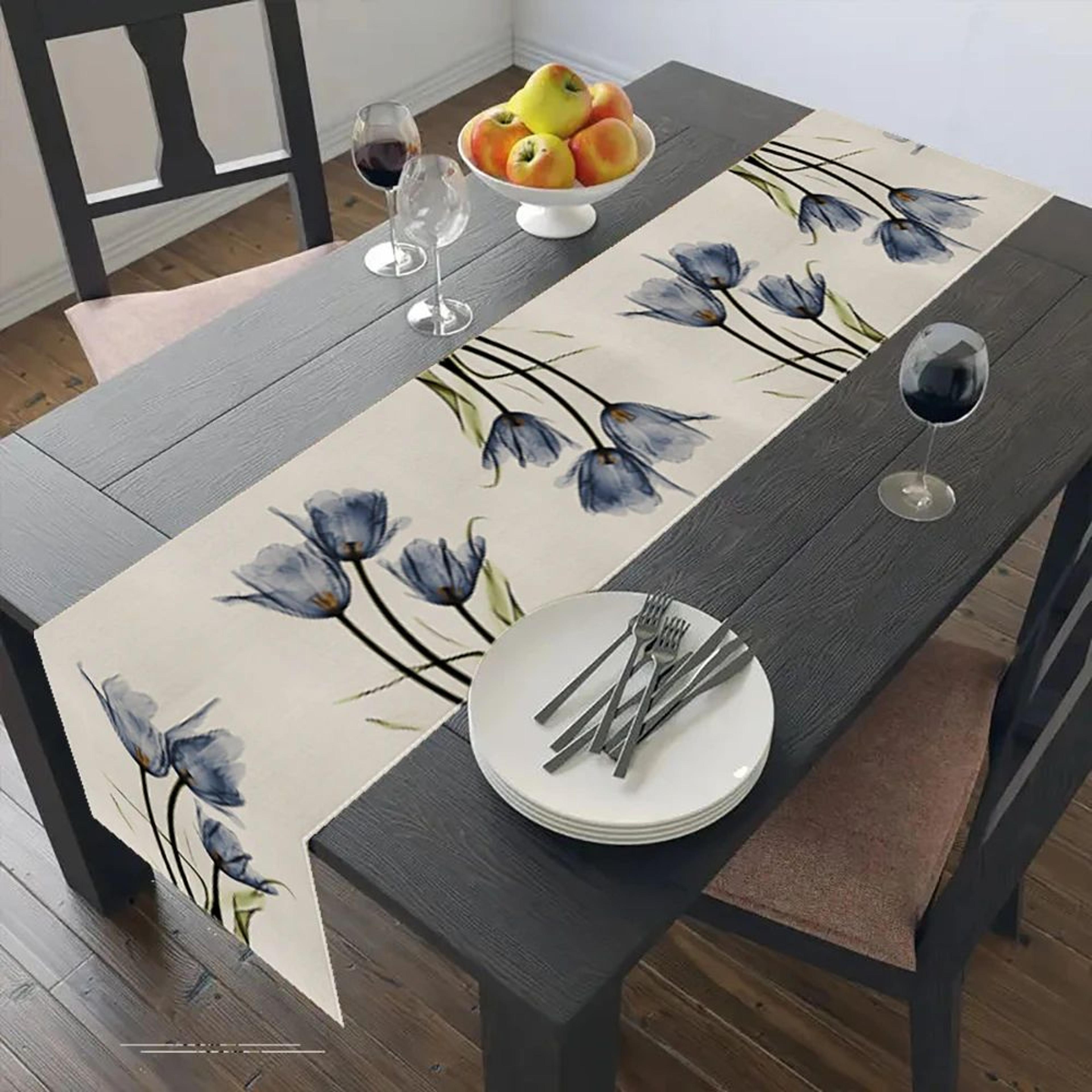 rustic tulip linen table runner farmhouse decor