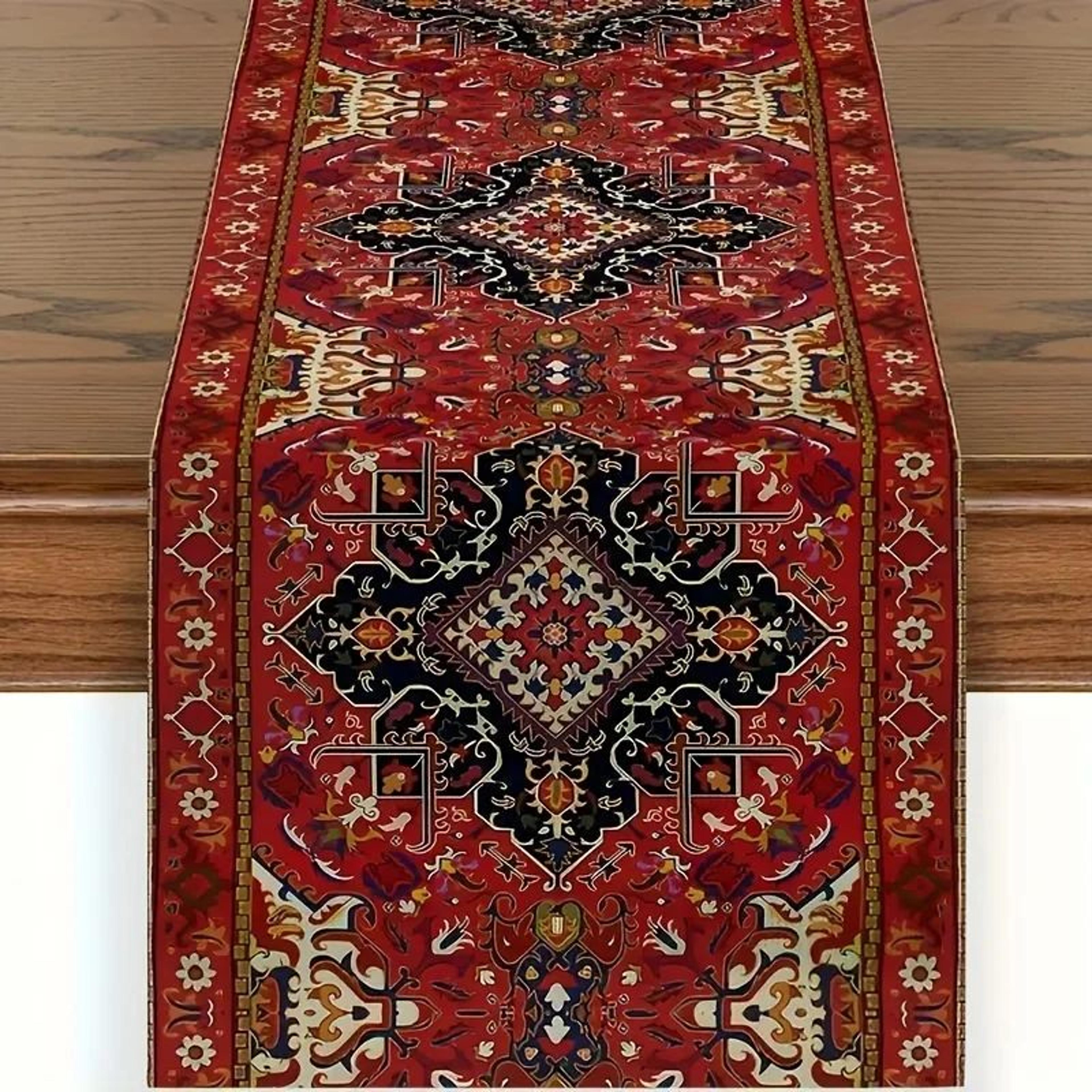 bohemian red persian stripe table runner