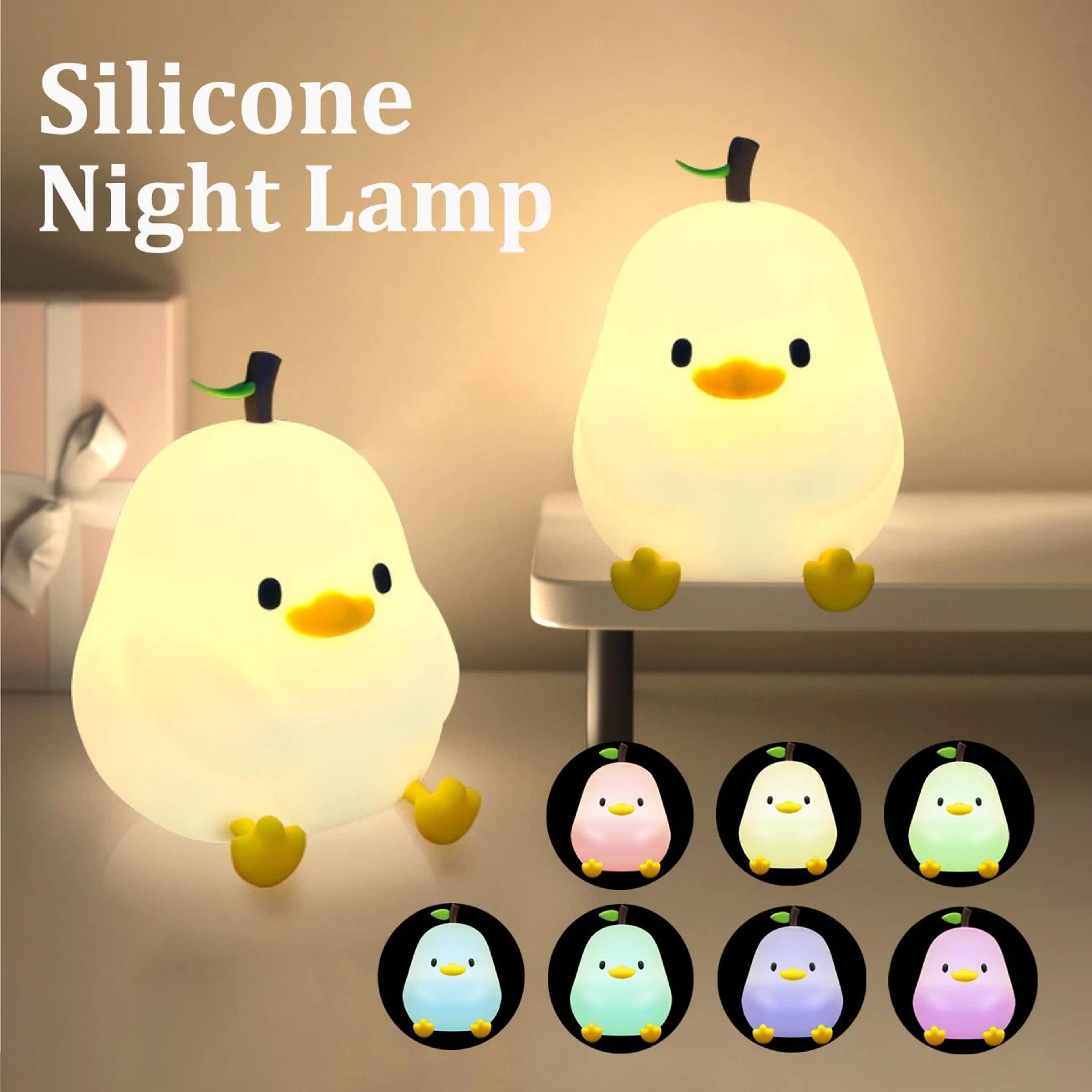 cute pear duck night light touch control silicone lamp