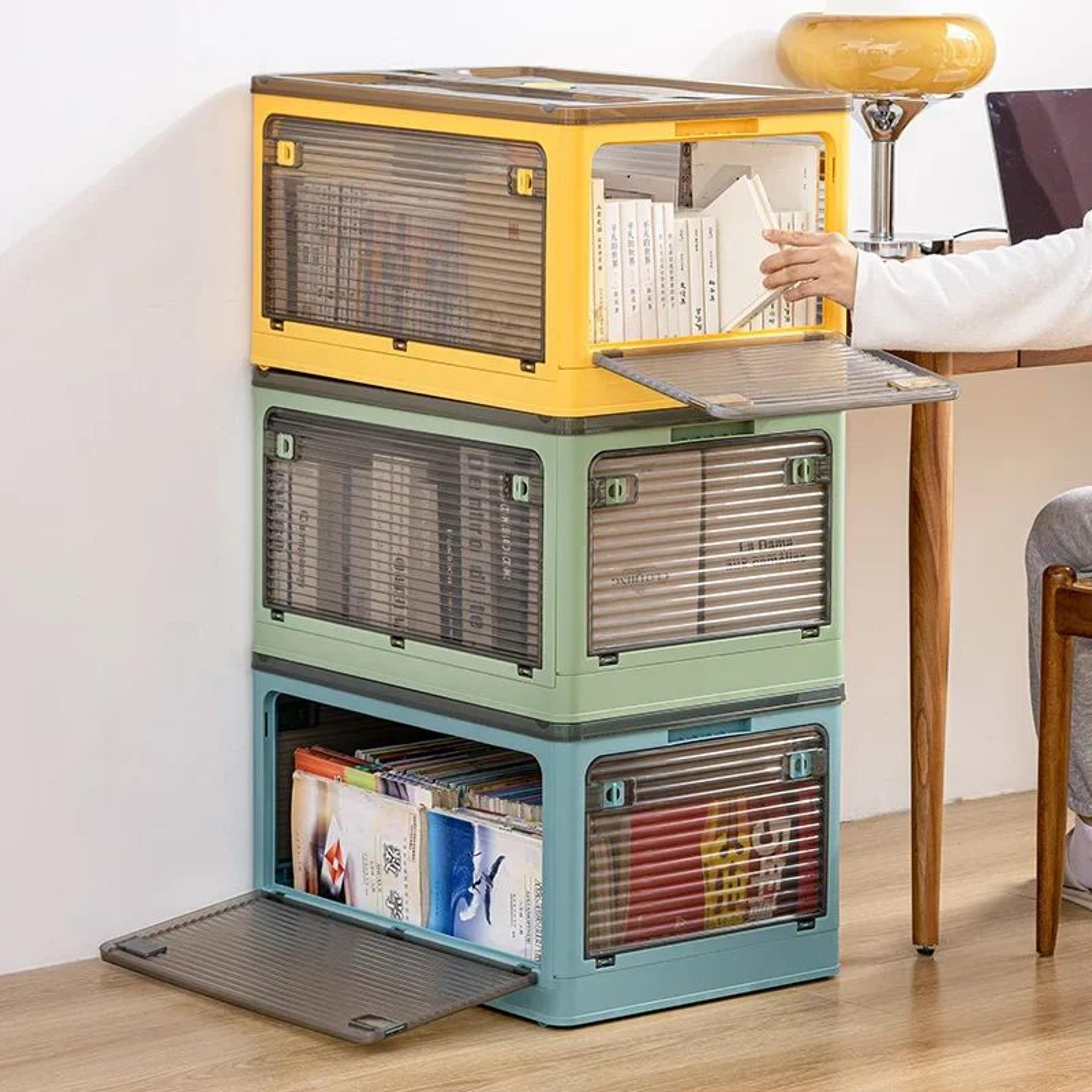 yellow foldable transparent storage box large capacity organizer