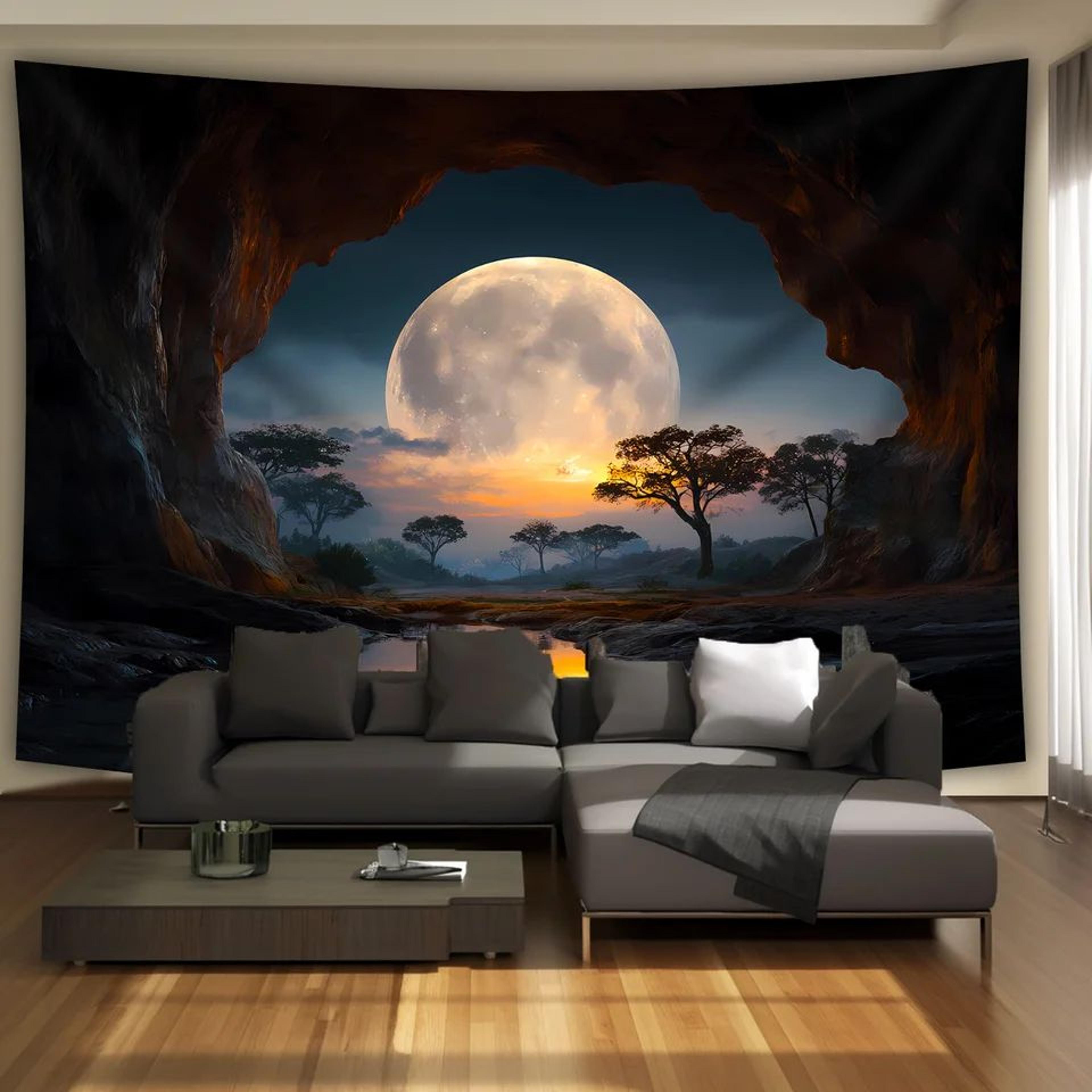 tranquil forest moon tapestry wall hanging decor