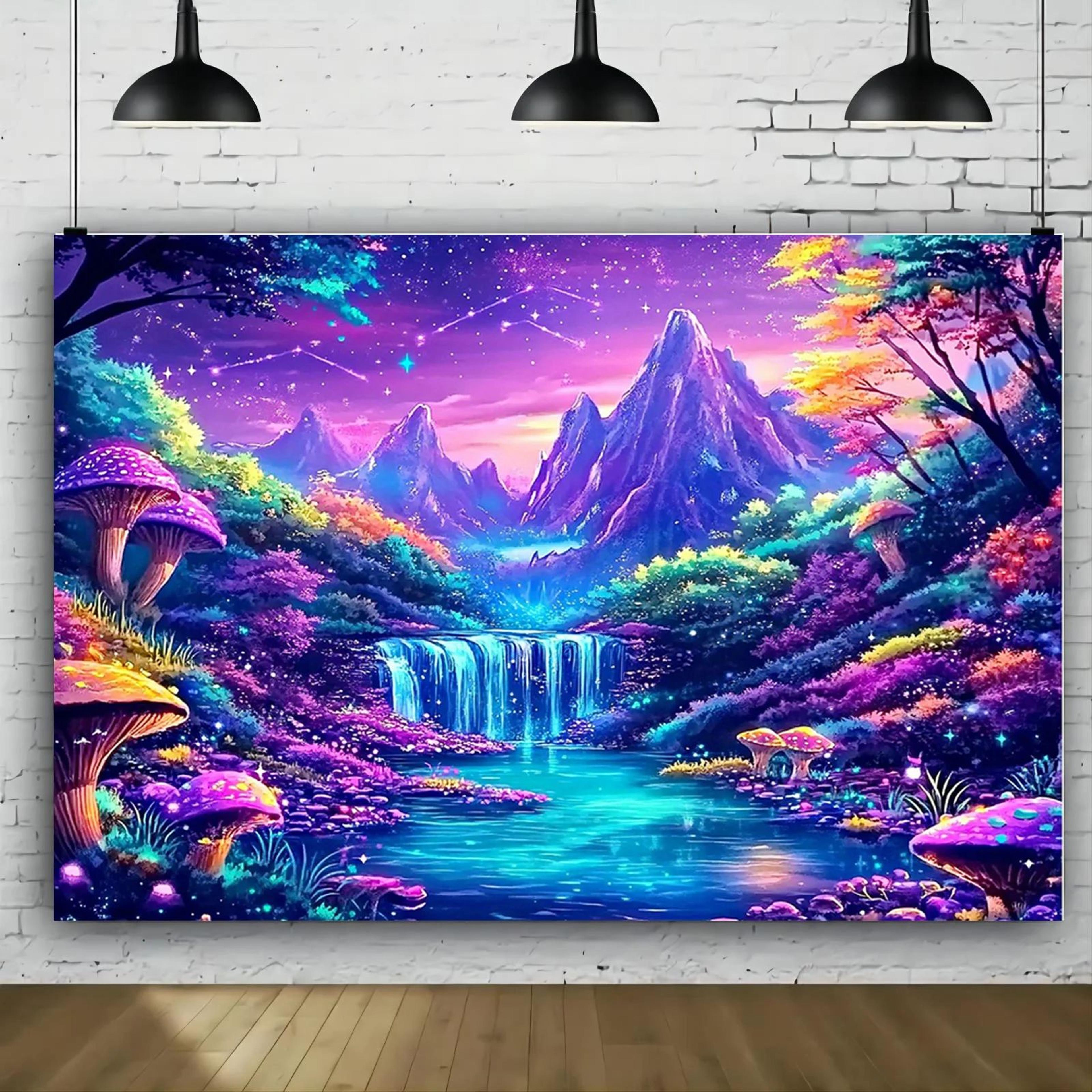 glow in the dark fantasy forest tapestry wall decor