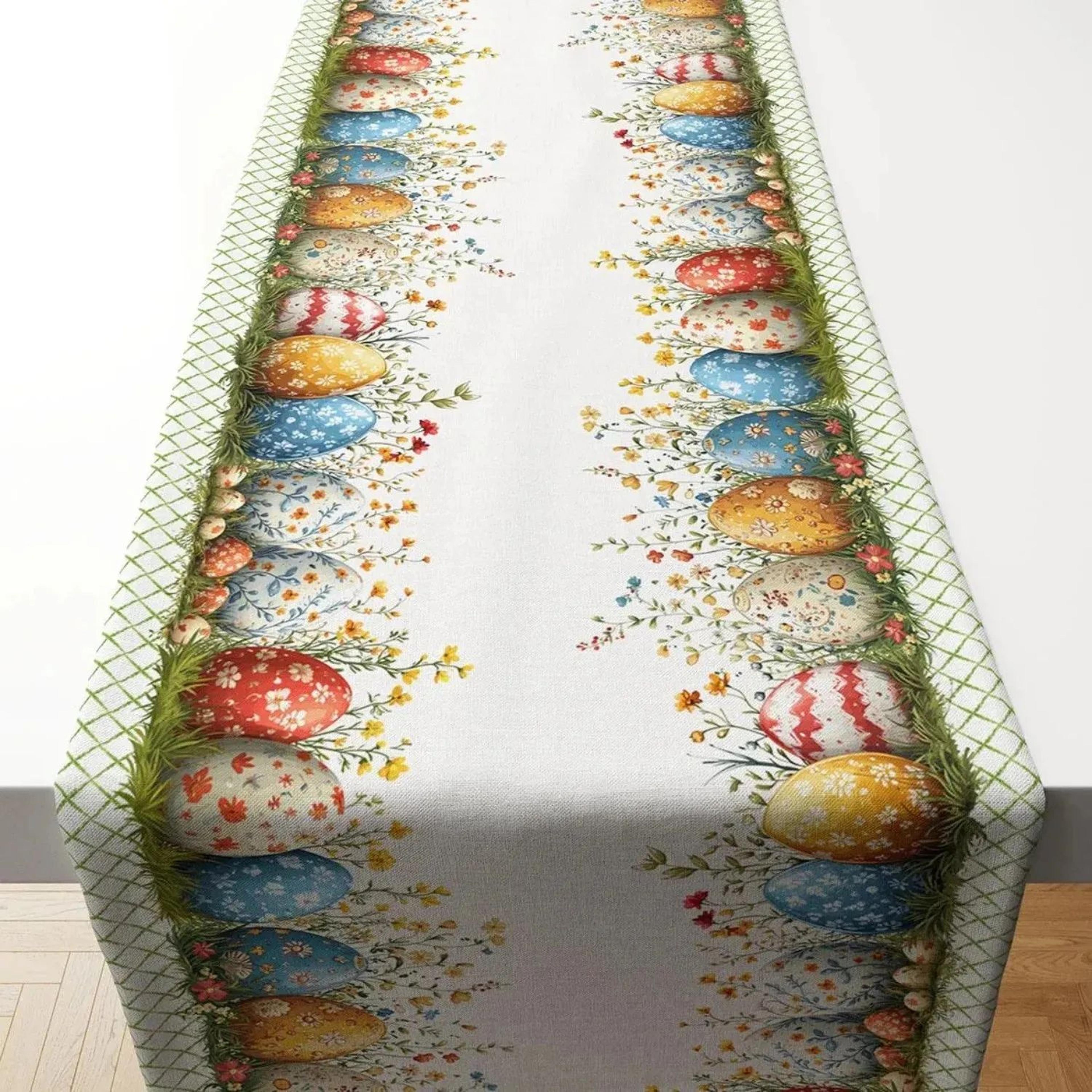 easter egg floral table runner scandinavian style decor