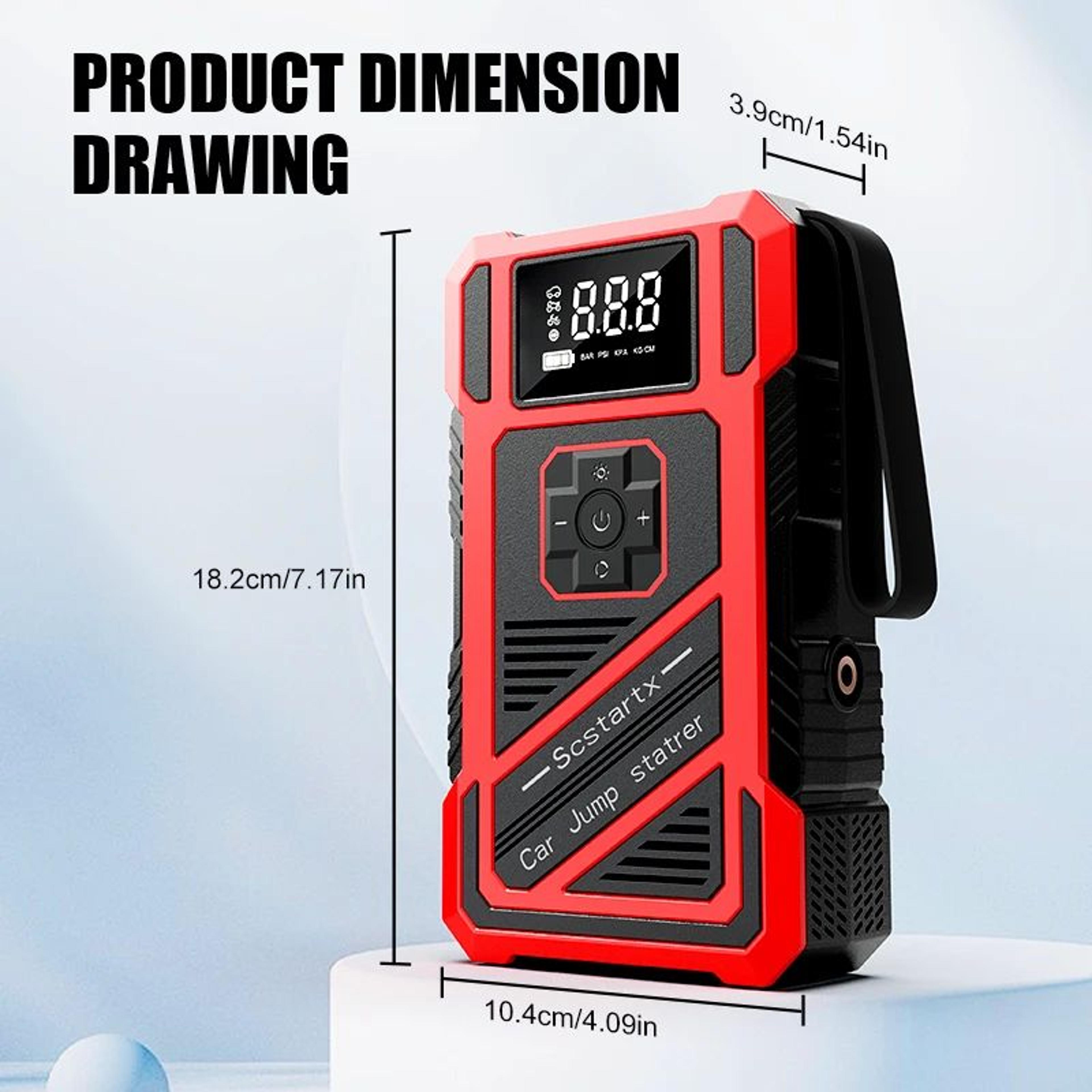portable 4 in 1 car jump starter with air pump