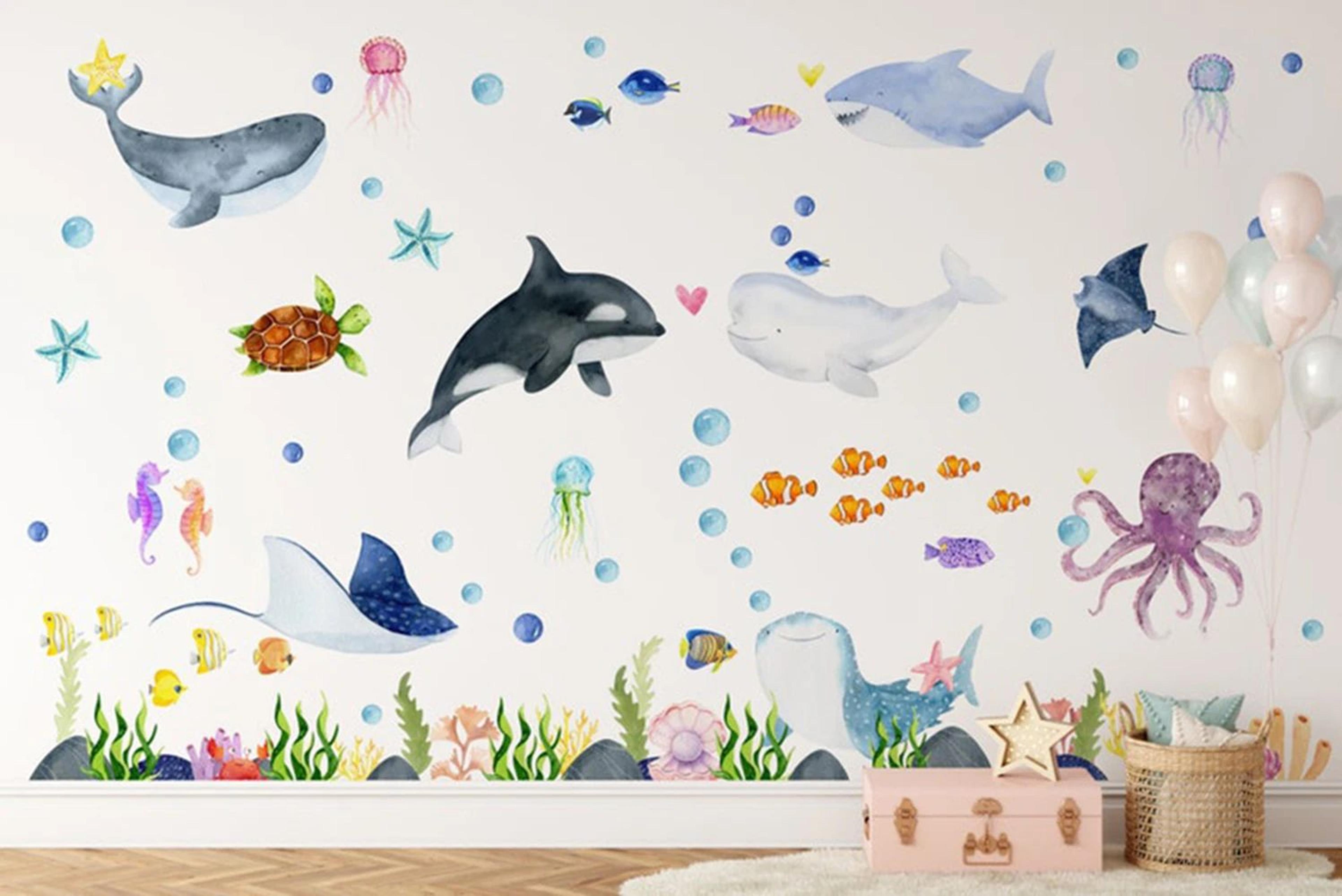 ocean animals wall stickers for kids room