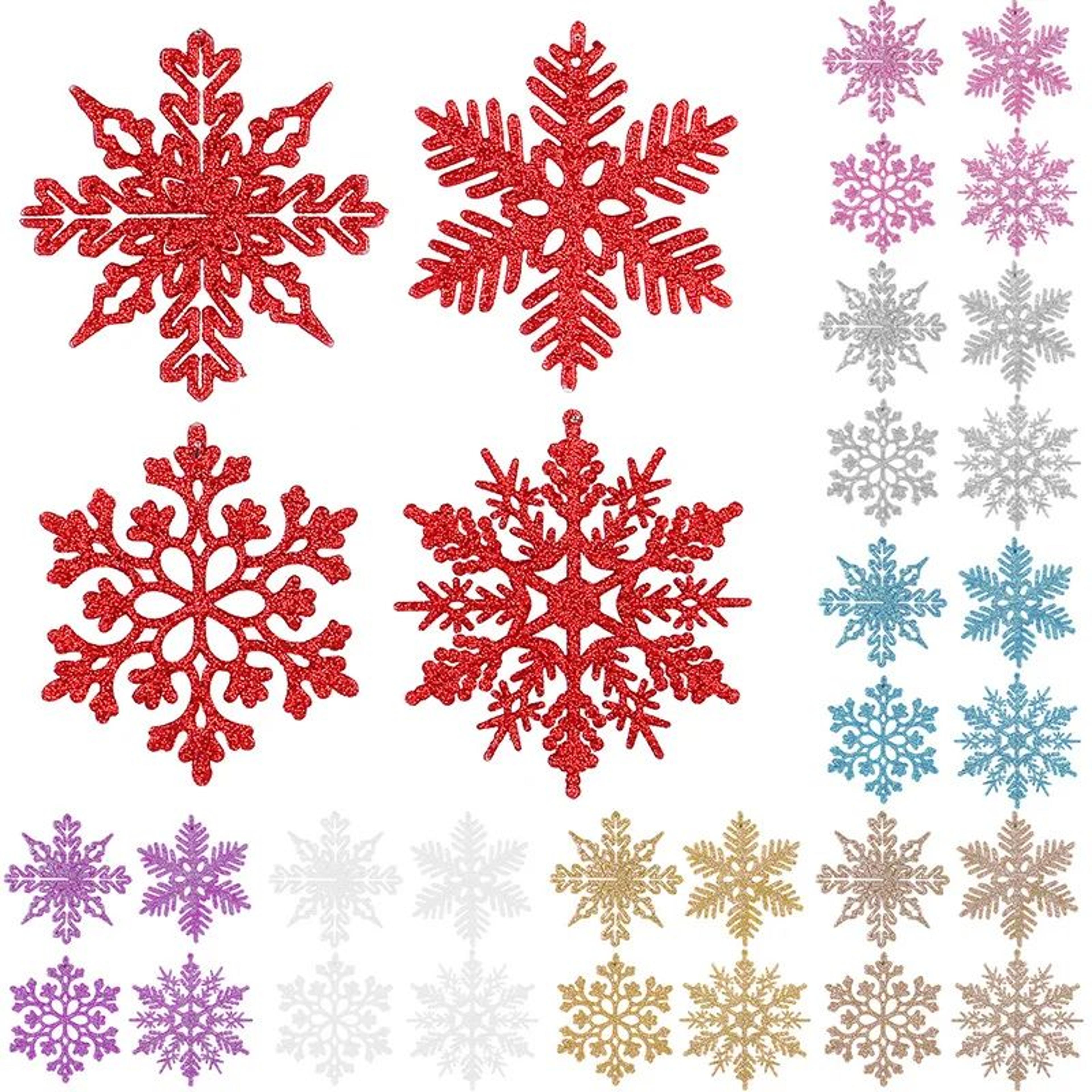 pink glitter snowflake christmas tree ornaments set