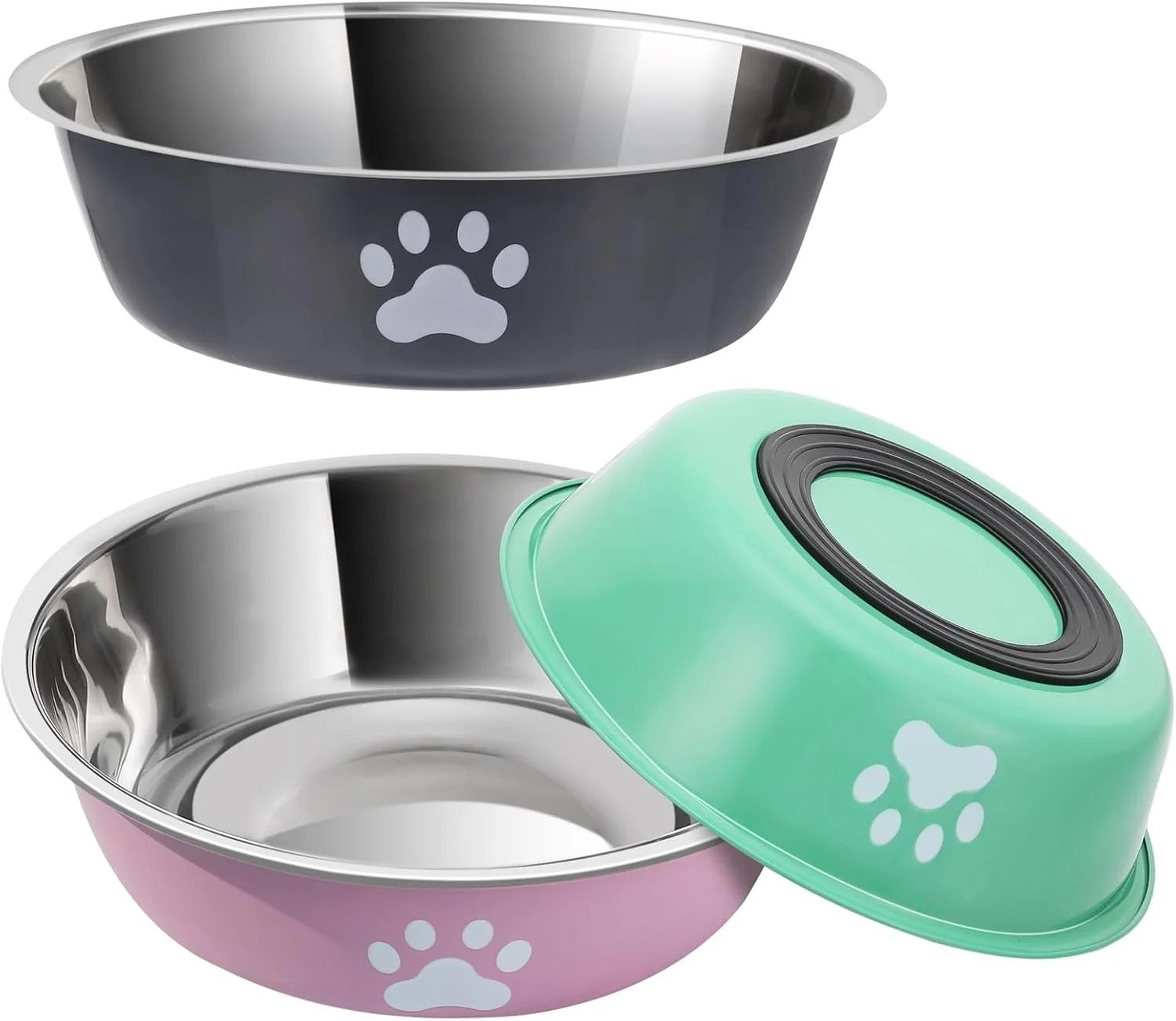 stainless steel non slip pet food and water bowl