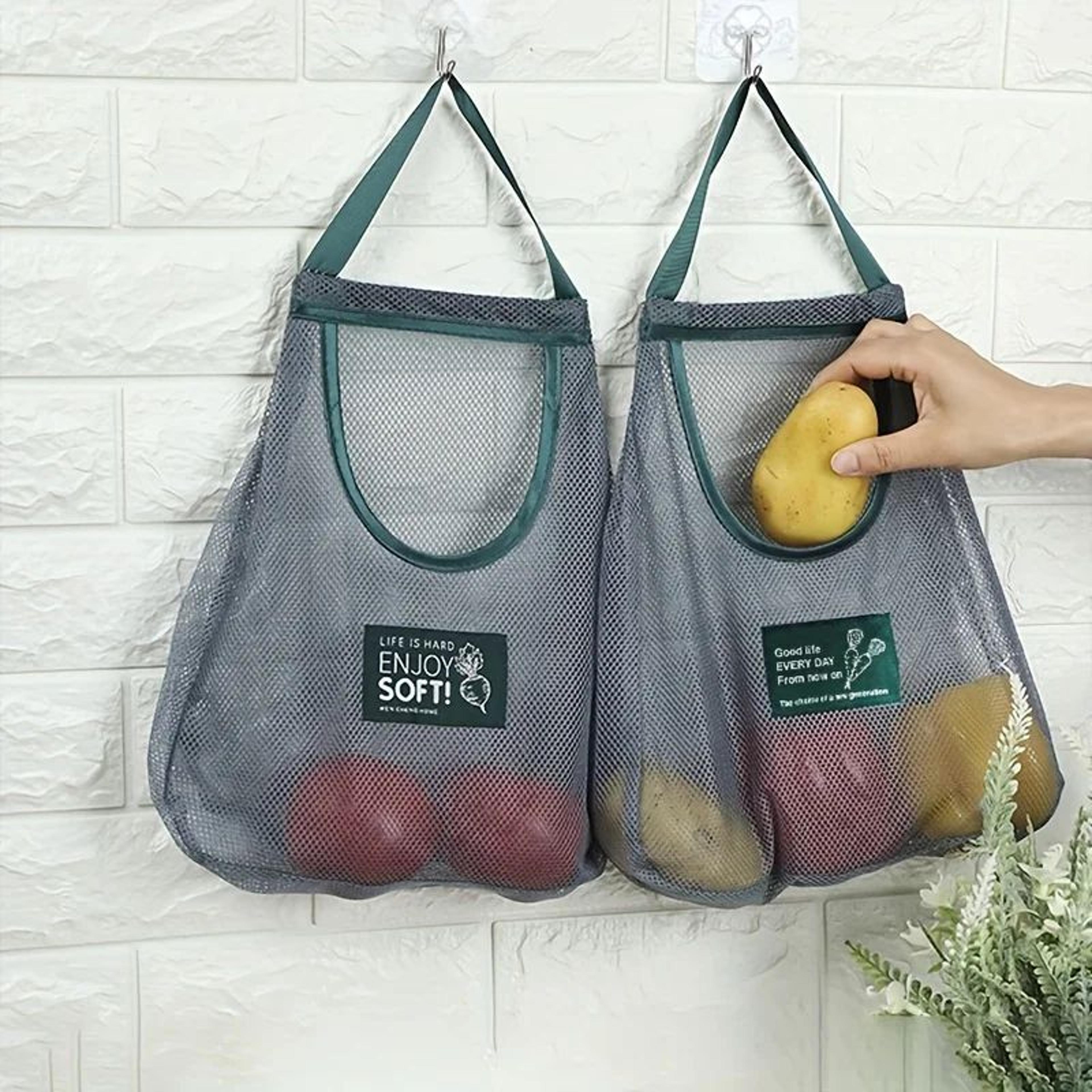 hanging mesh storage bags for garlic potatoes and onions