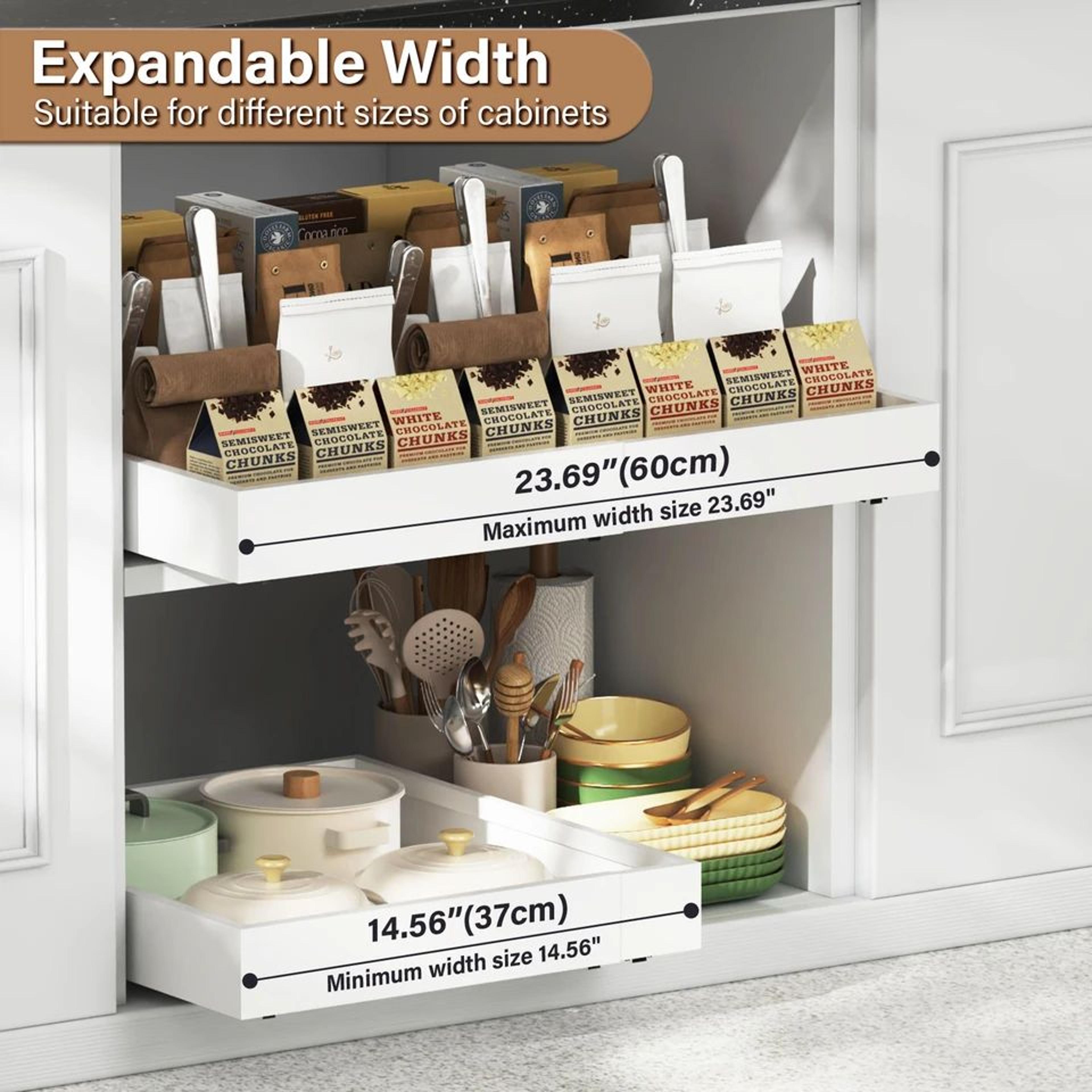 expandable pull out cabinet organizer tray rack