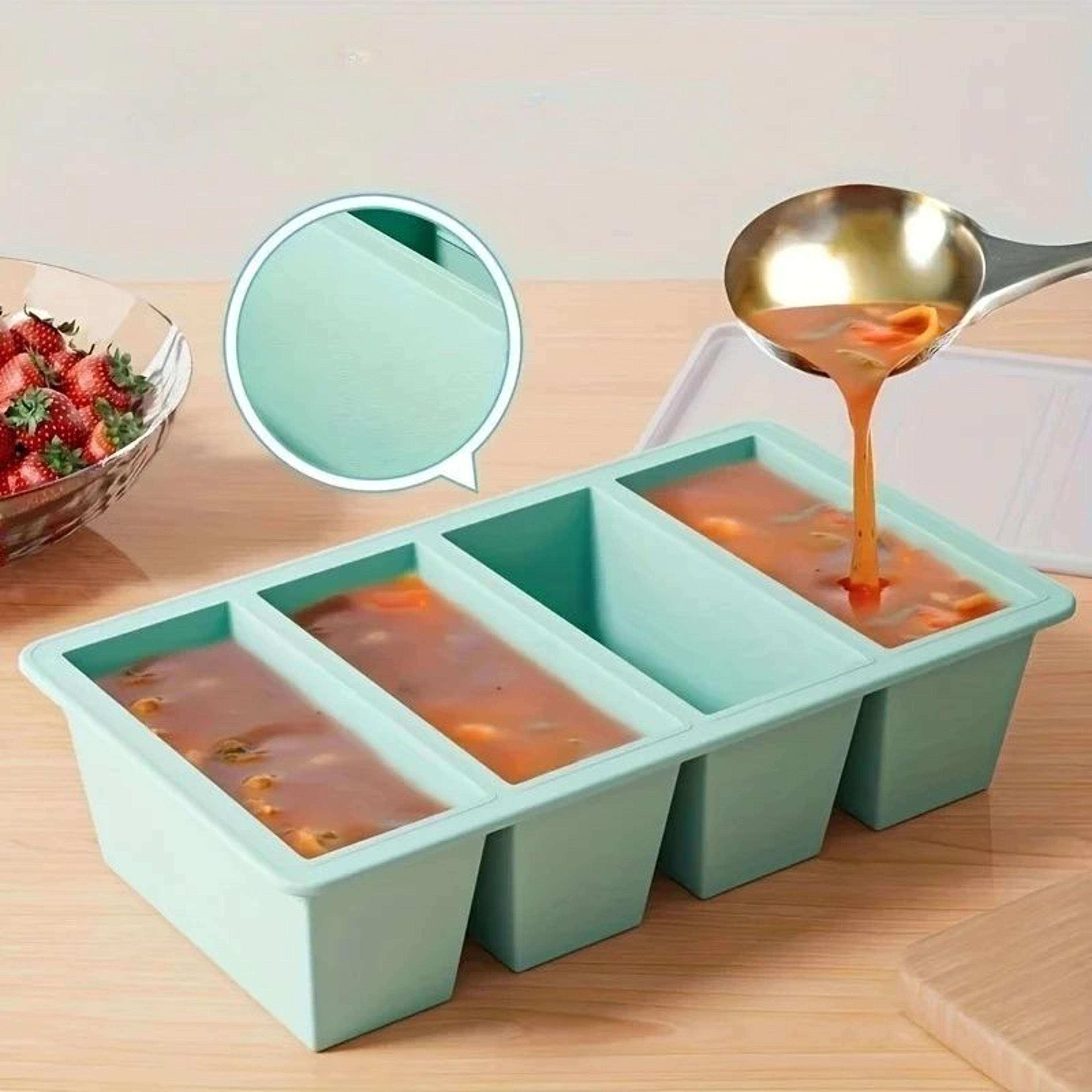 silicone freezer tray with lid for soup broth and meal prep storage