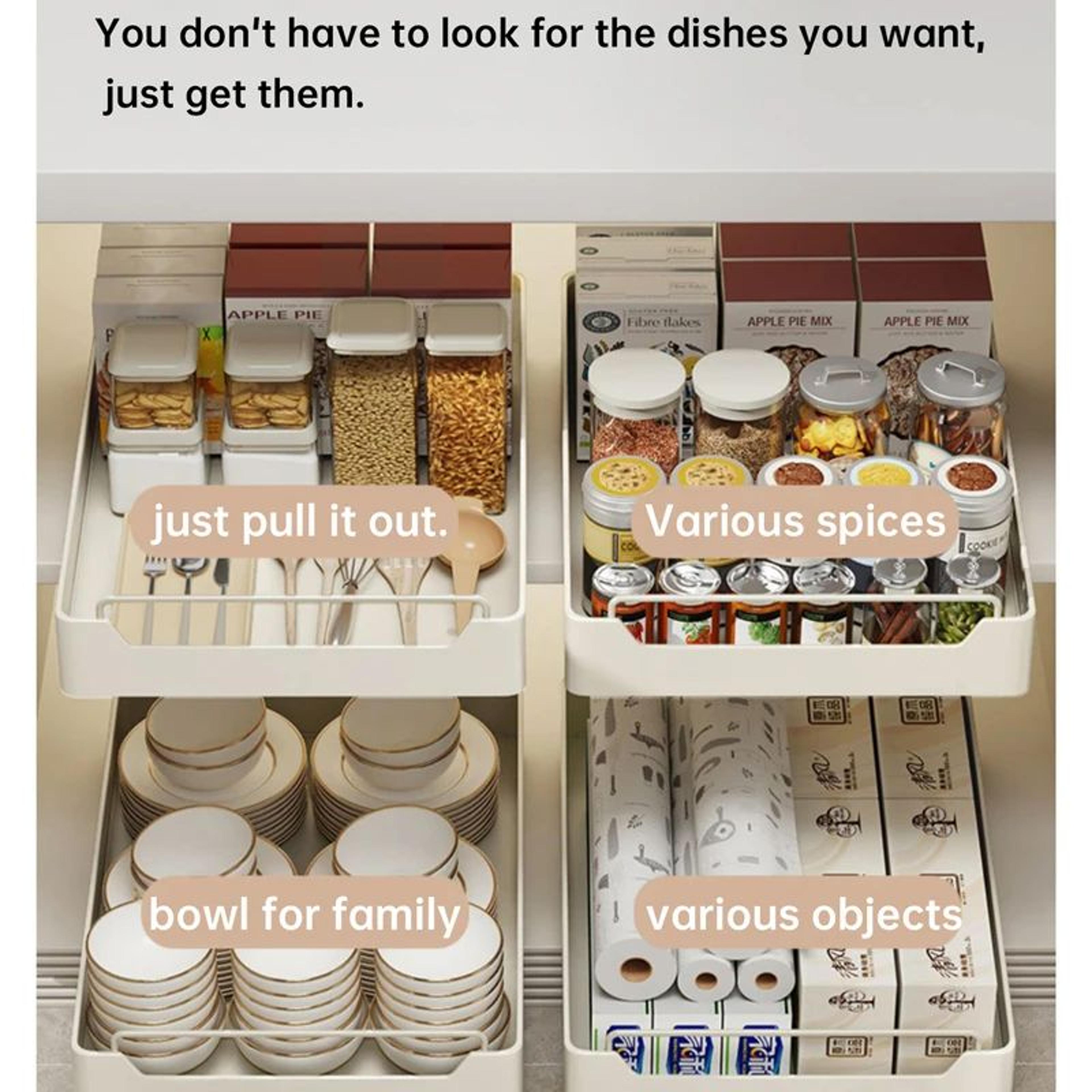 pull out cabinet storage rack with sliding rail organizer basket