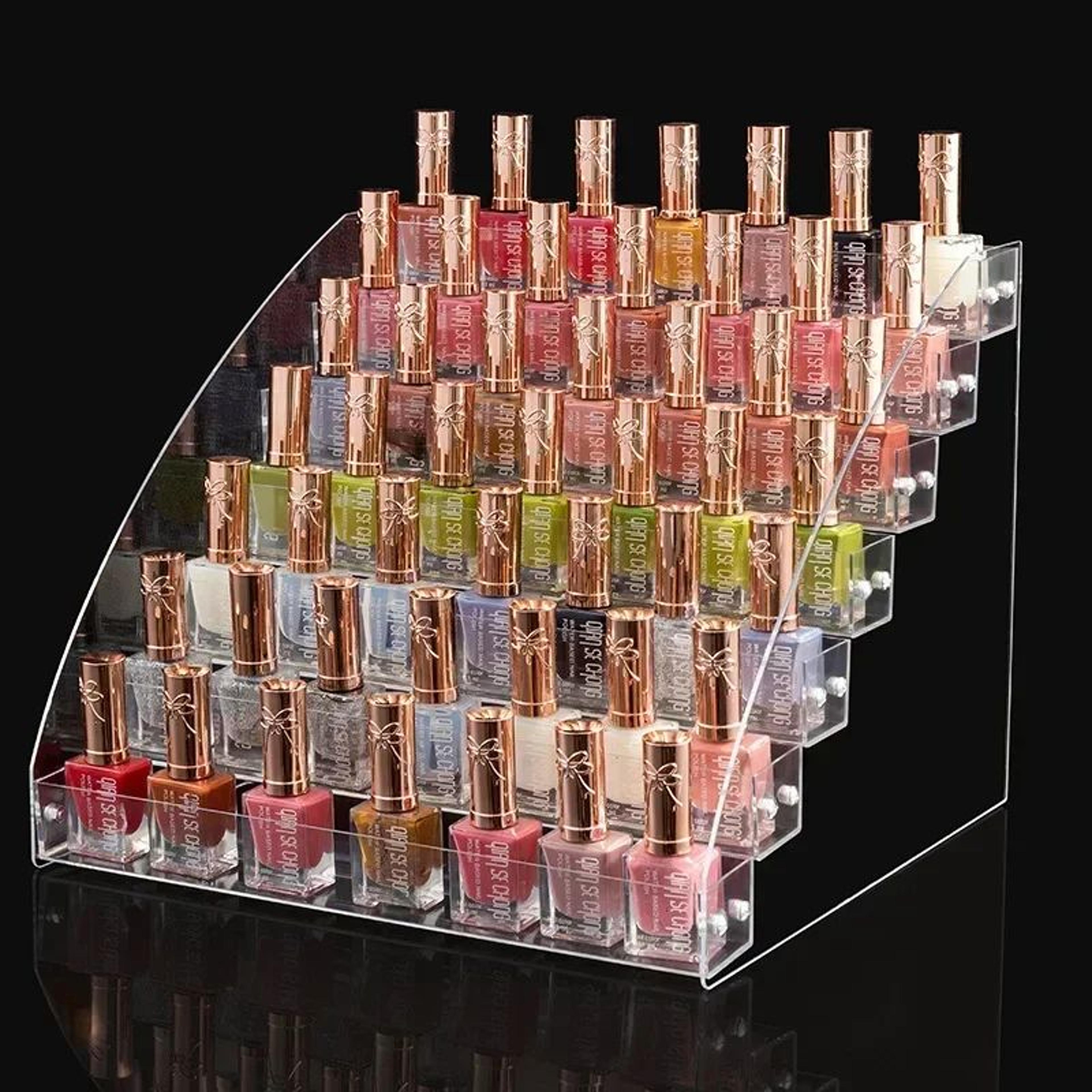 clear acrylic nail polish display rack with drawer