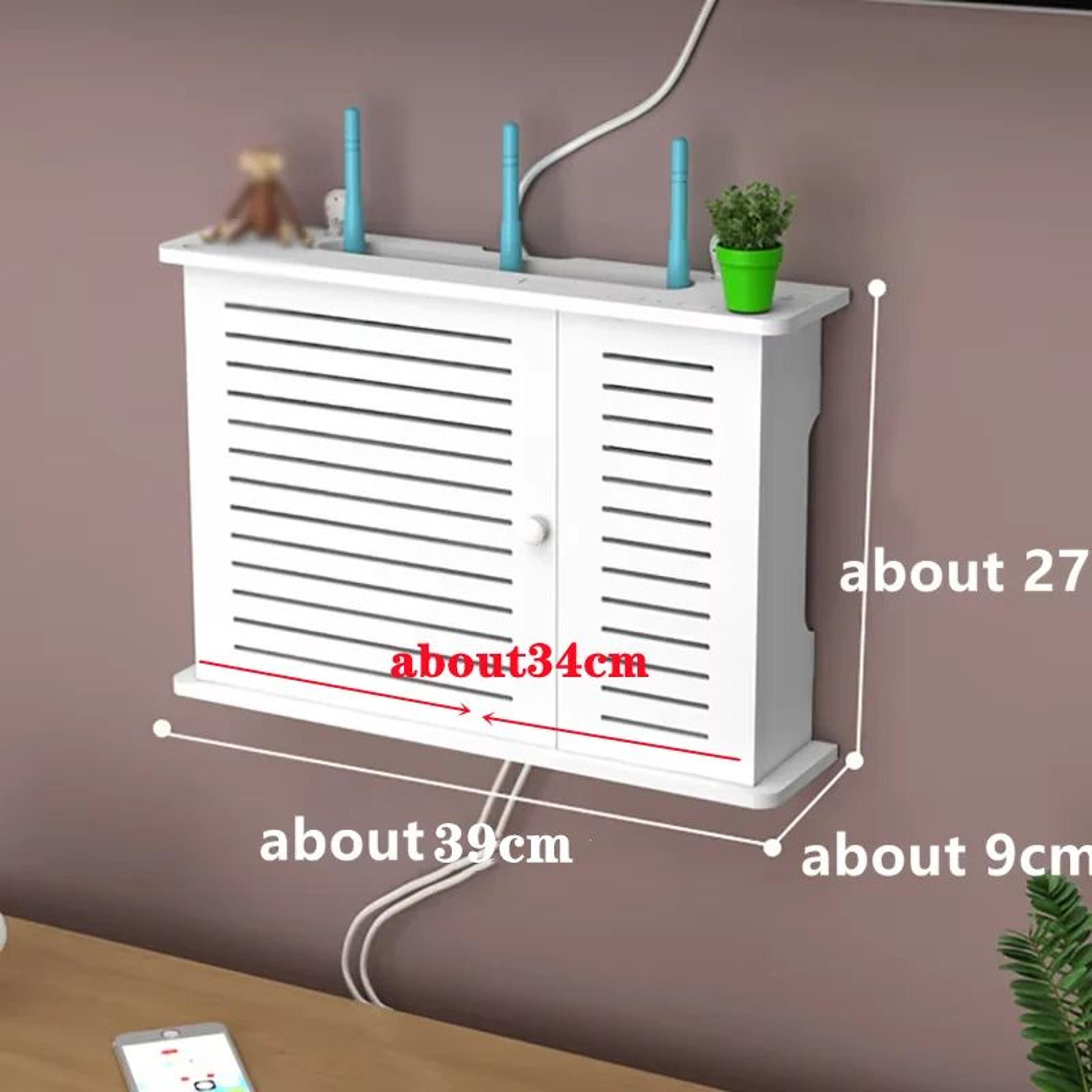 wall mounted wifi router storage shelf cable organizer box