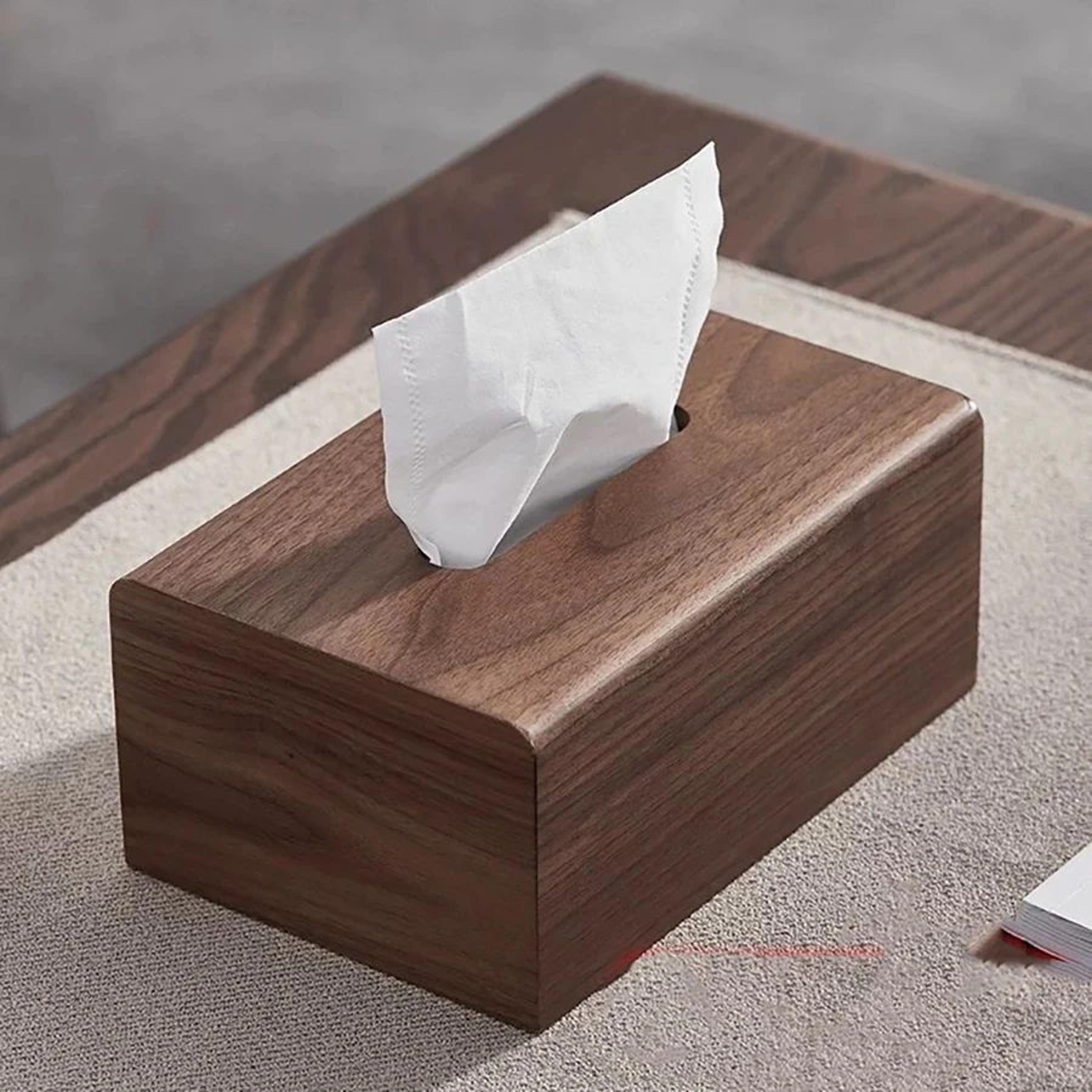 walnut solid wood tissue box storage holder