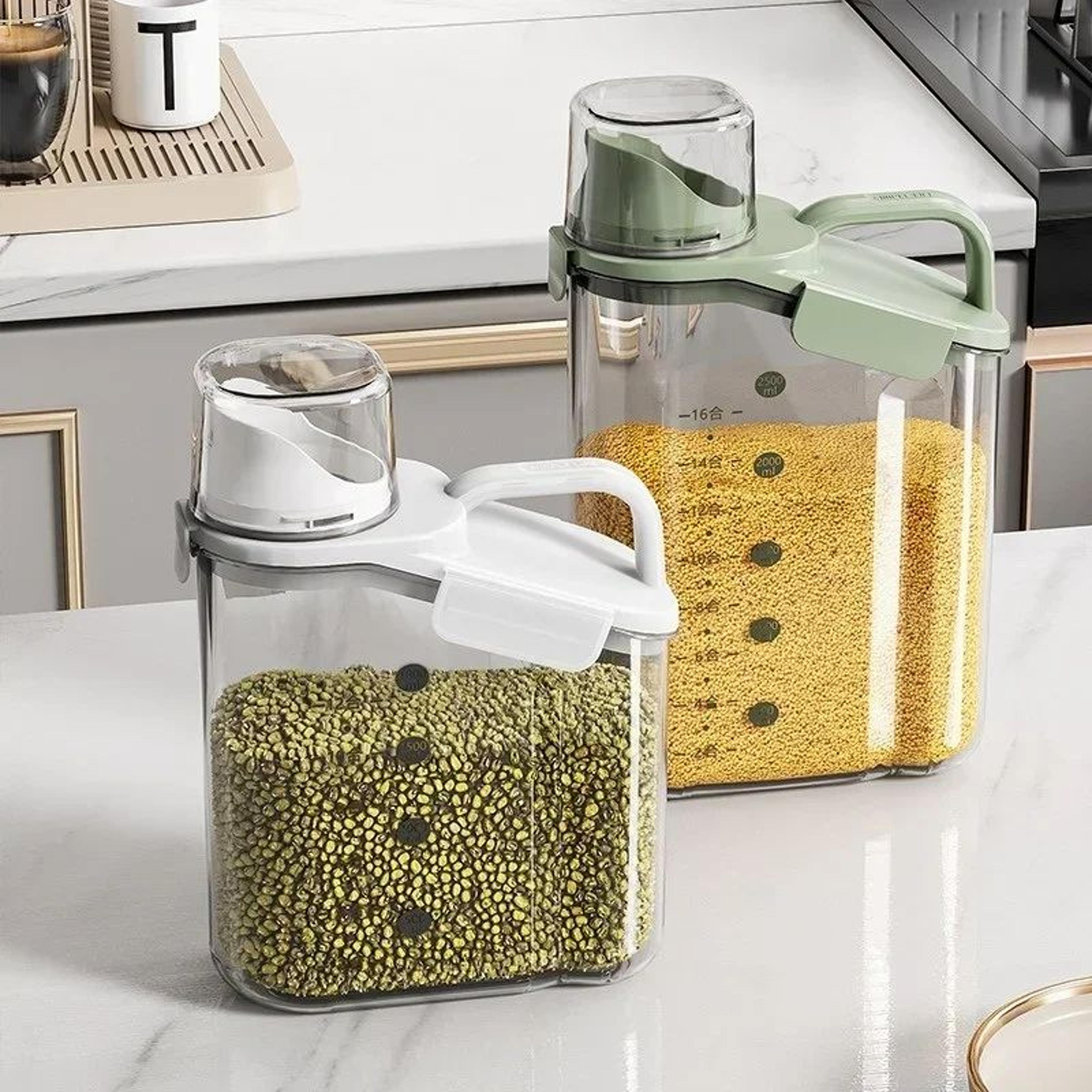 1500ml airtight grain storage container with measuring cup