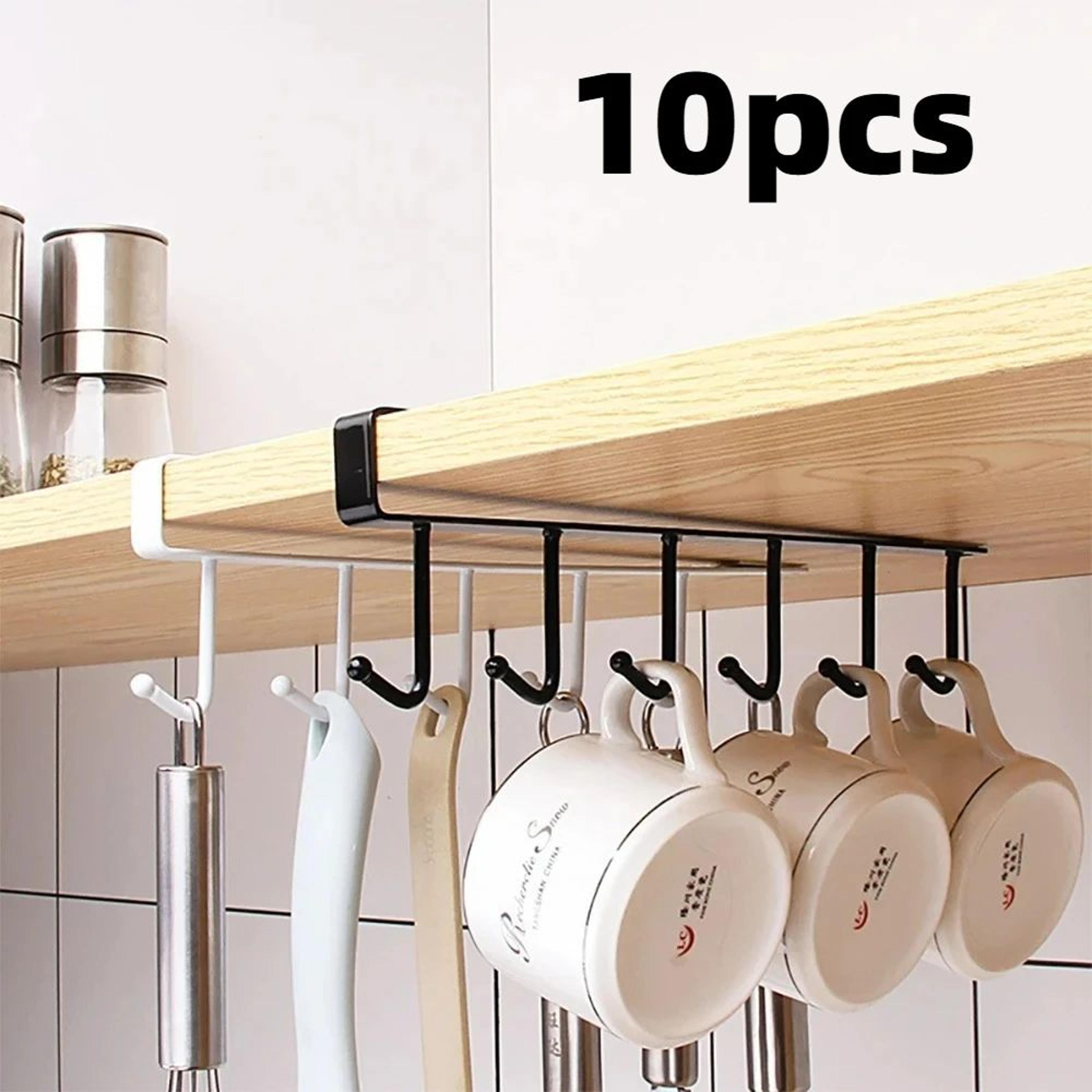 6 hook under cabinet coffee mug holder rack