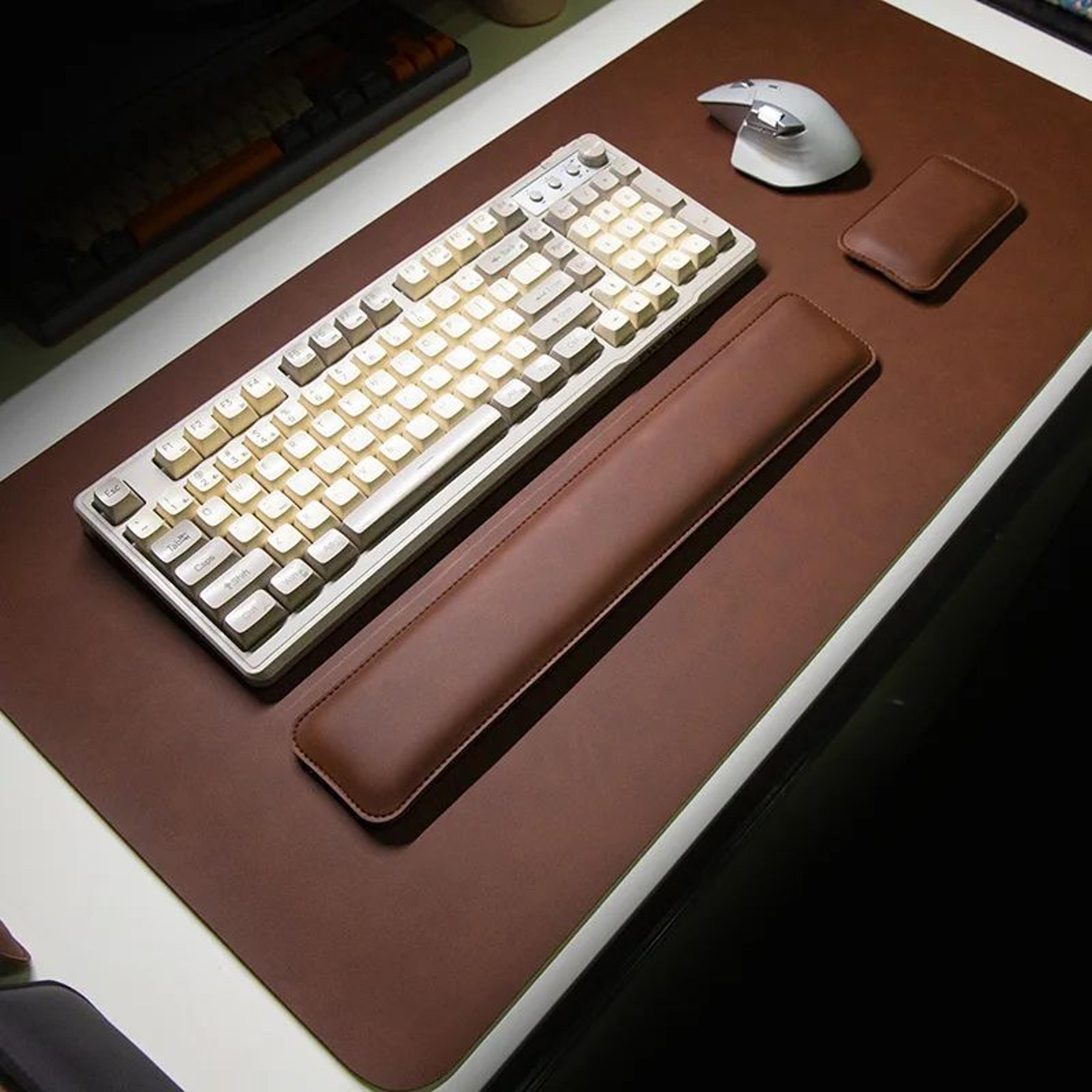 large waterproof pu desk mat with wrist support