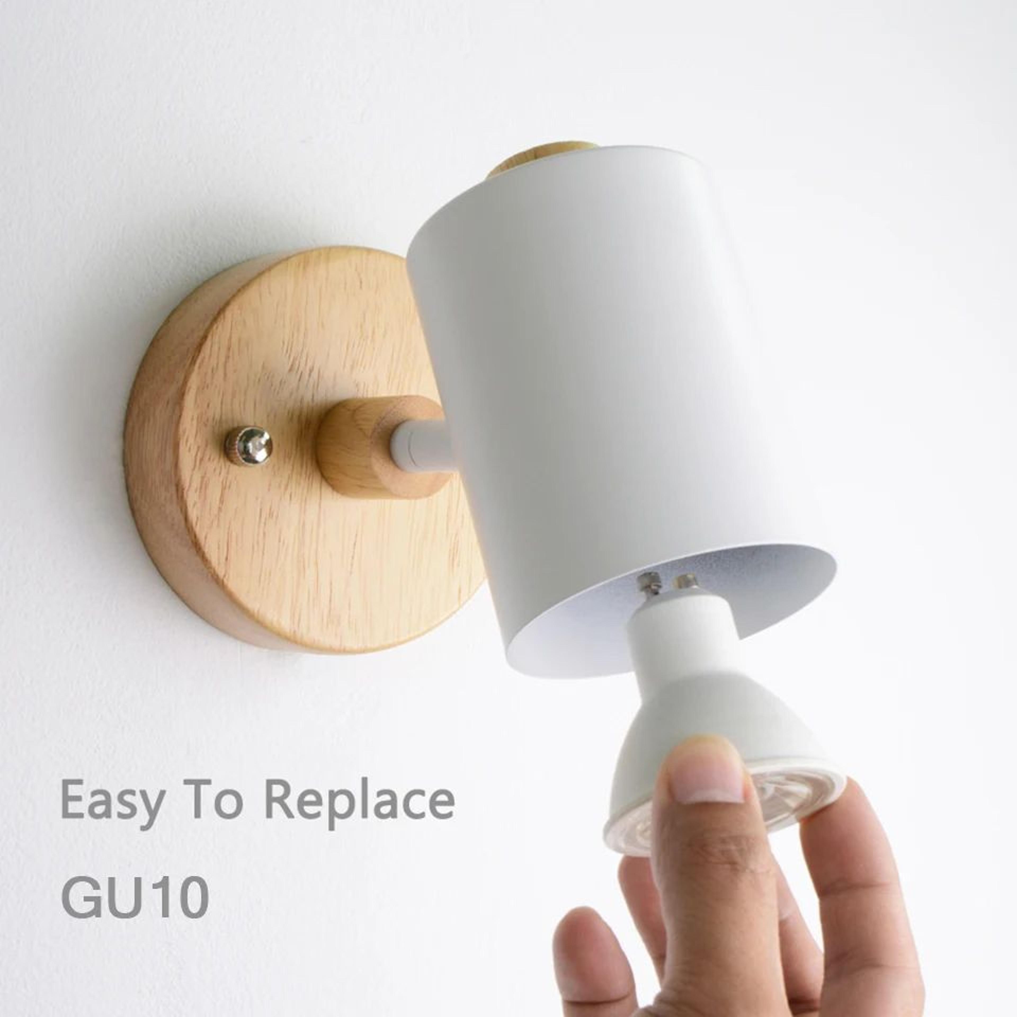 nordic wooden gu10 wall lamp with pull switch