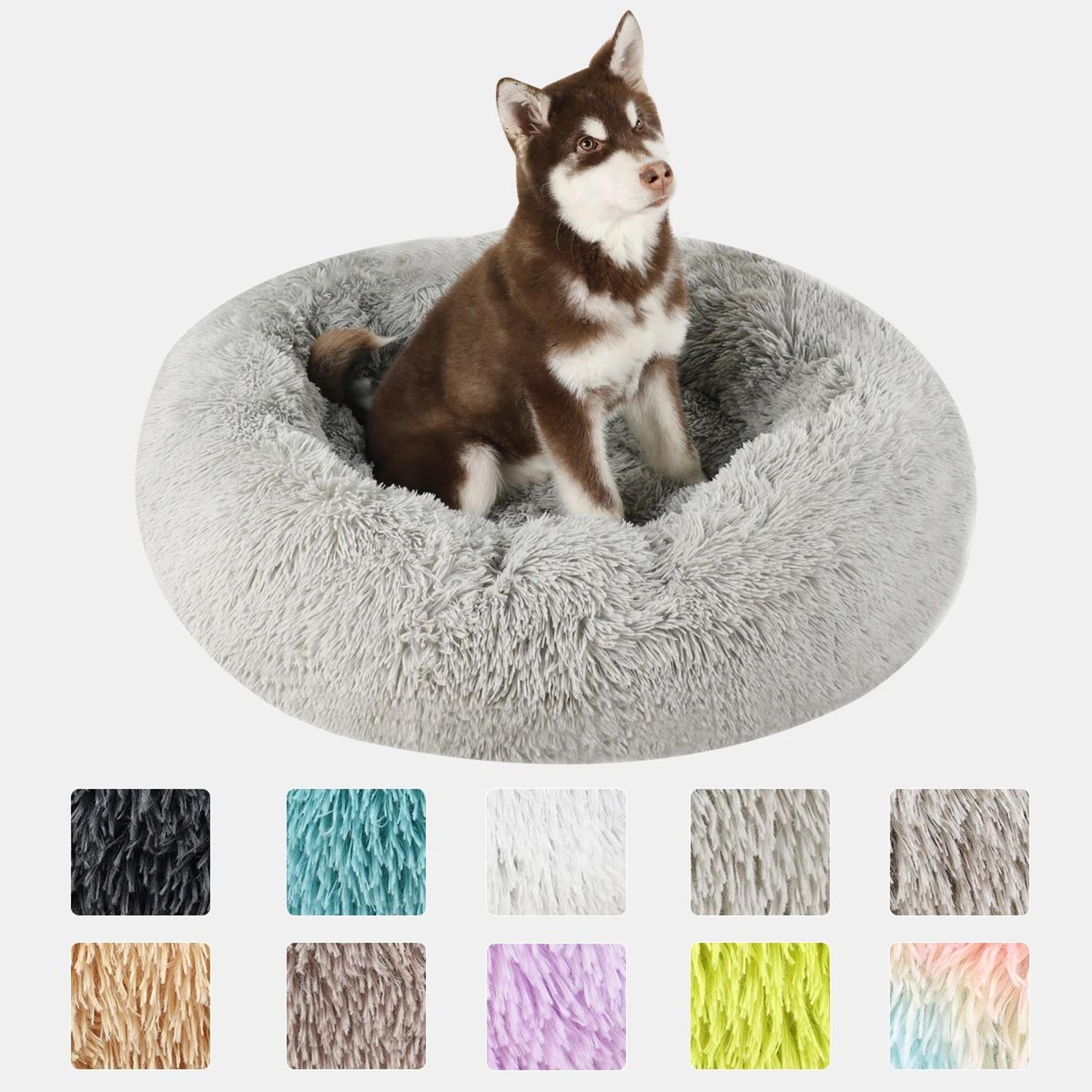 plush donut calming pet bed for dogs and cats
