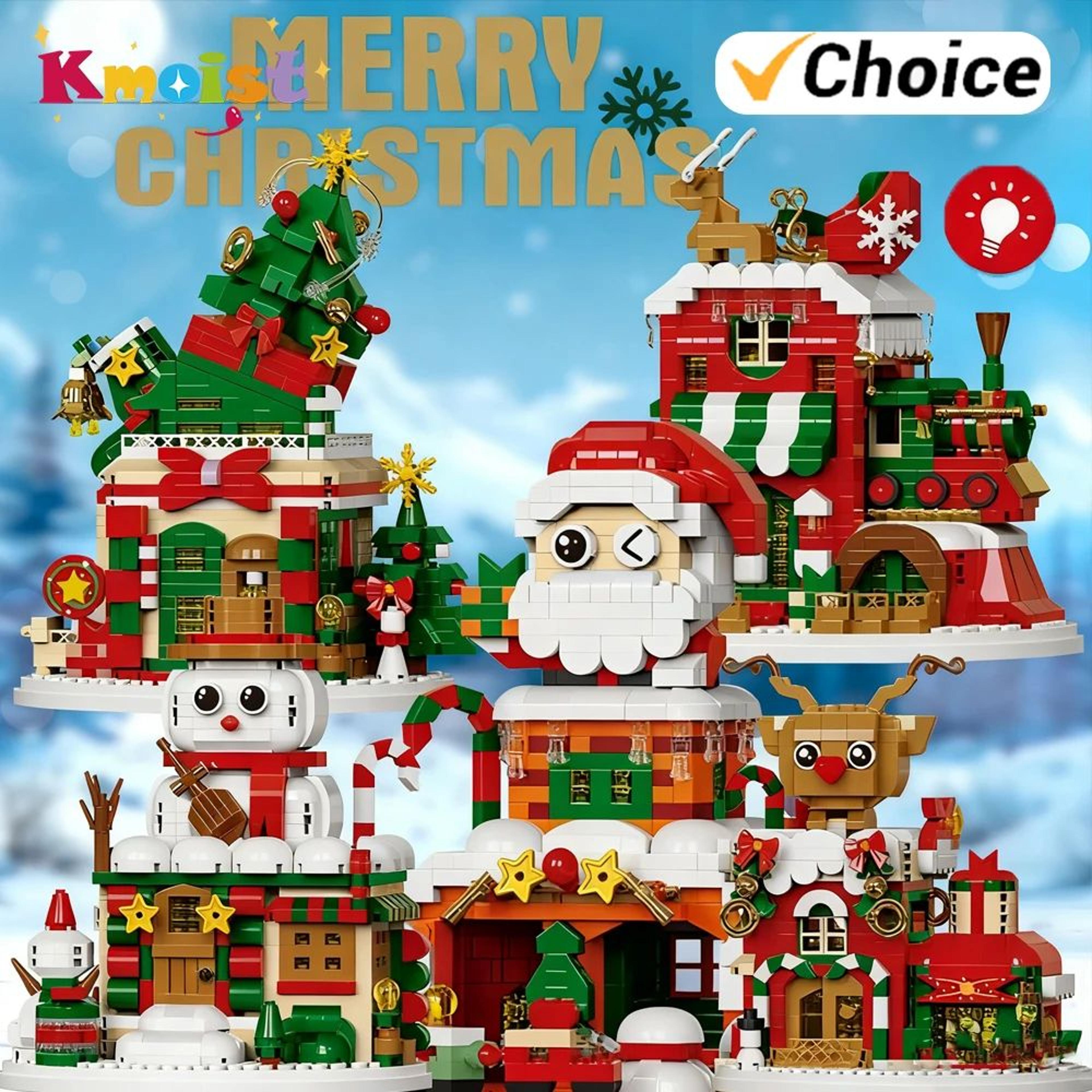 christmas santa reindeer building block puzzle set