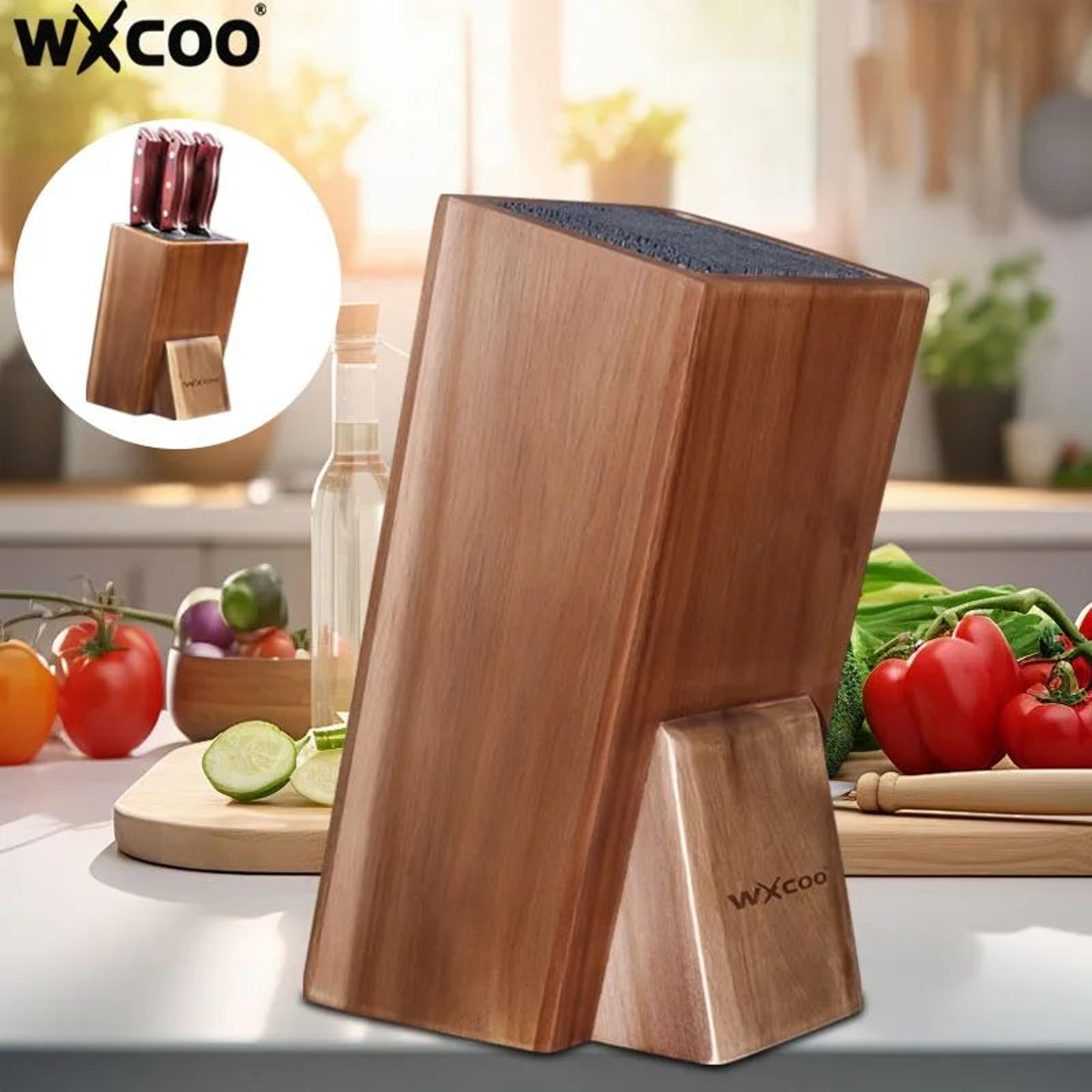 acacia wood universal knife holder with bristles