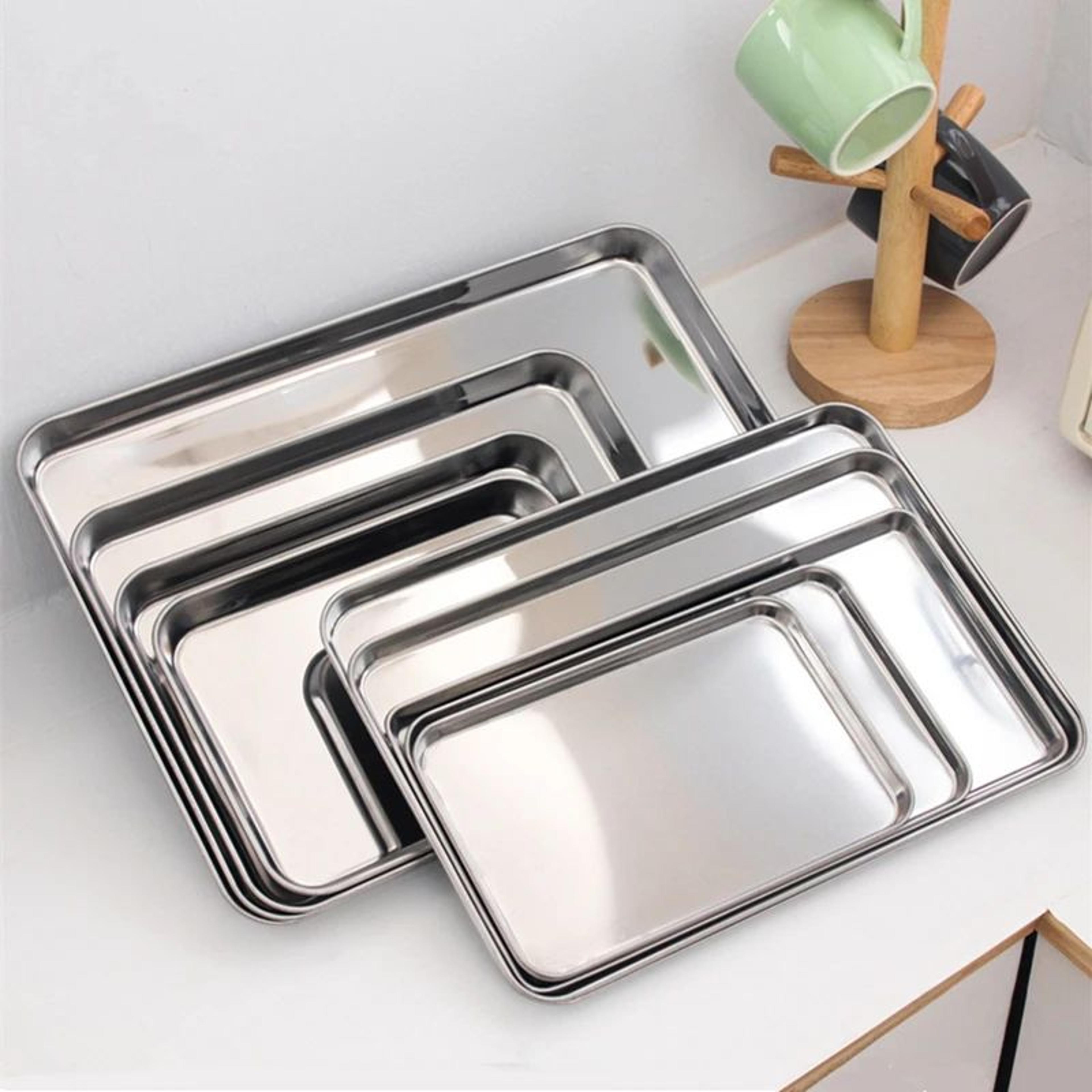 stainless steel rectangular food serving tray