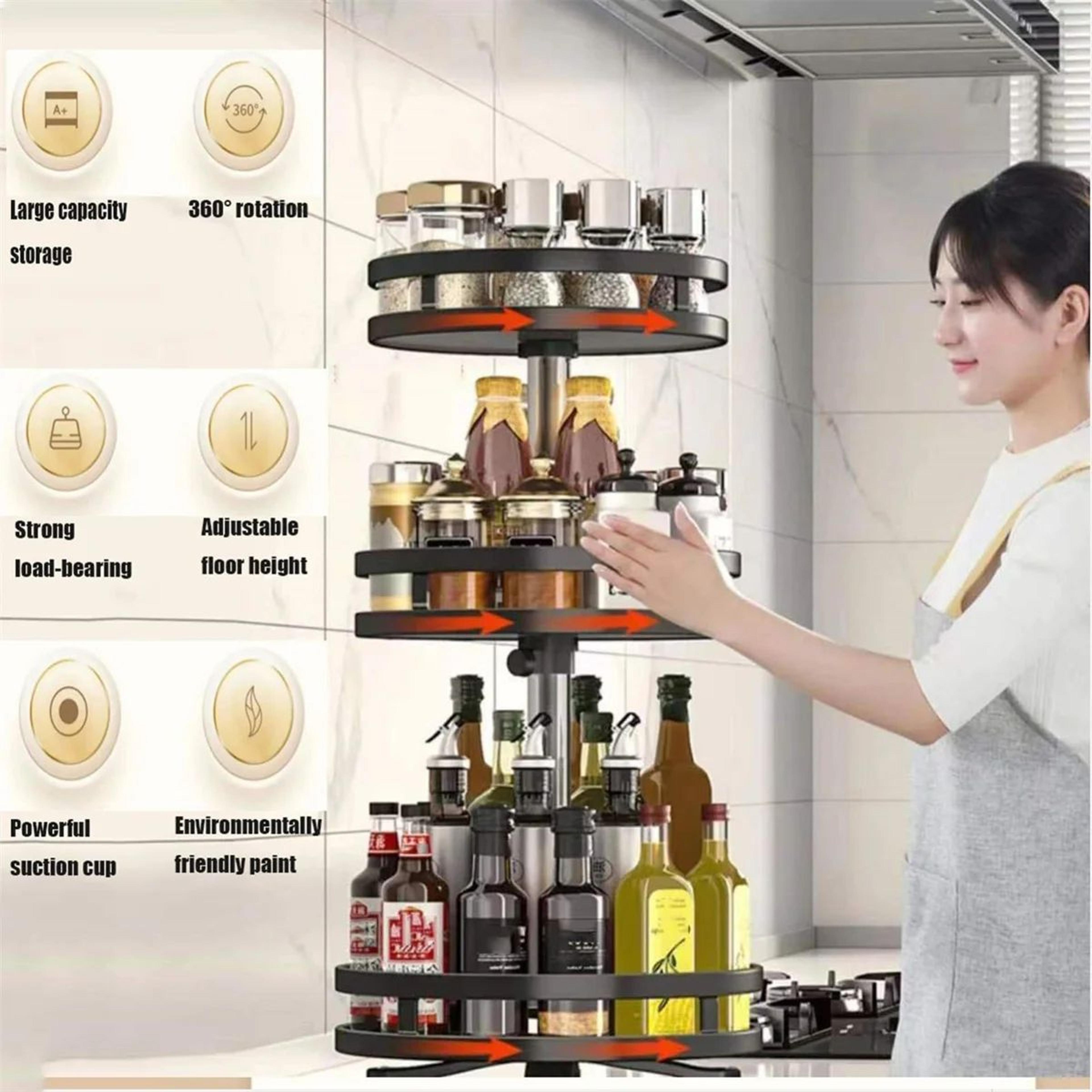 360 degree rotating carbon steel spice rack organizer