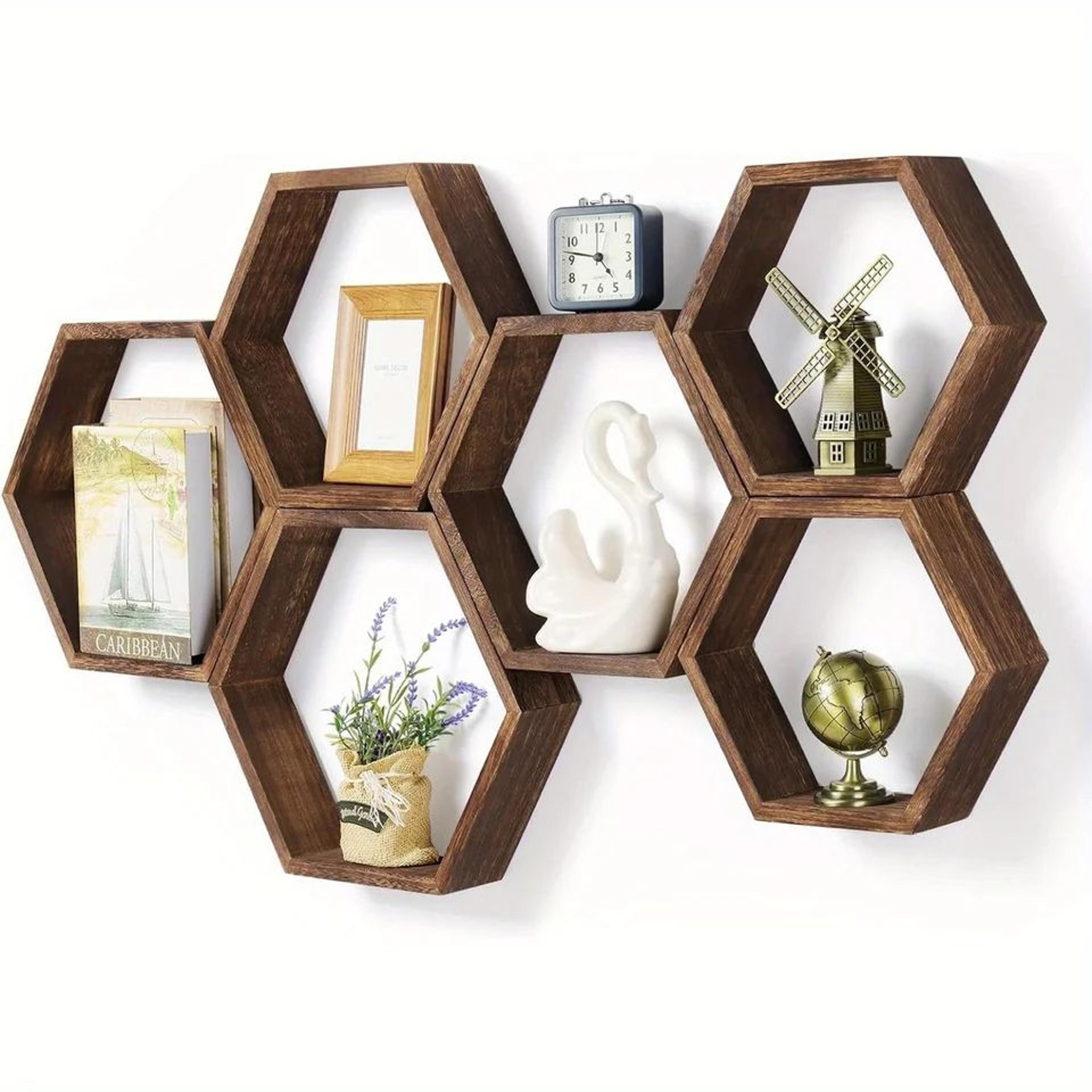 hexagon floating wall shelf set
