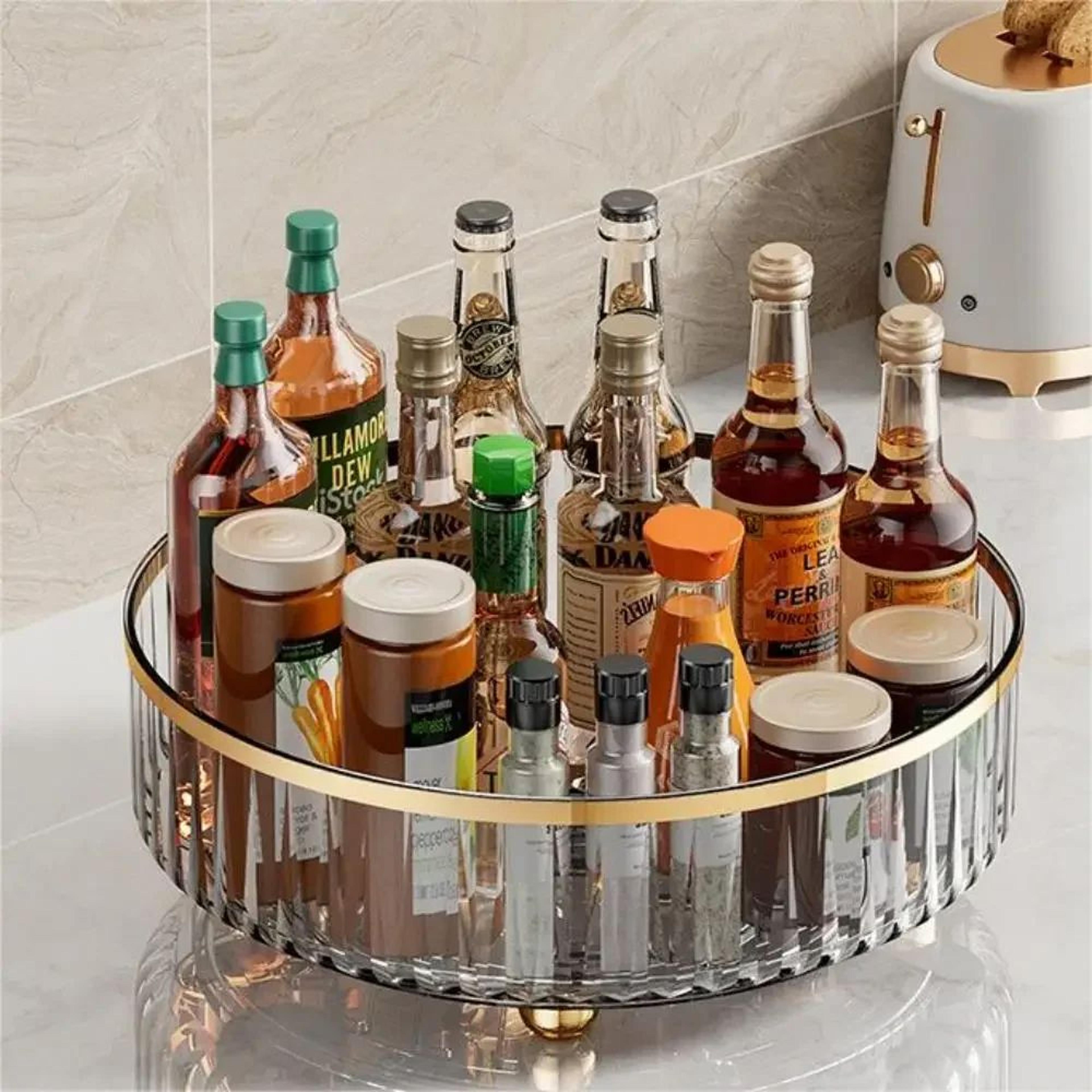 rotating clear pantry storage organizer bin