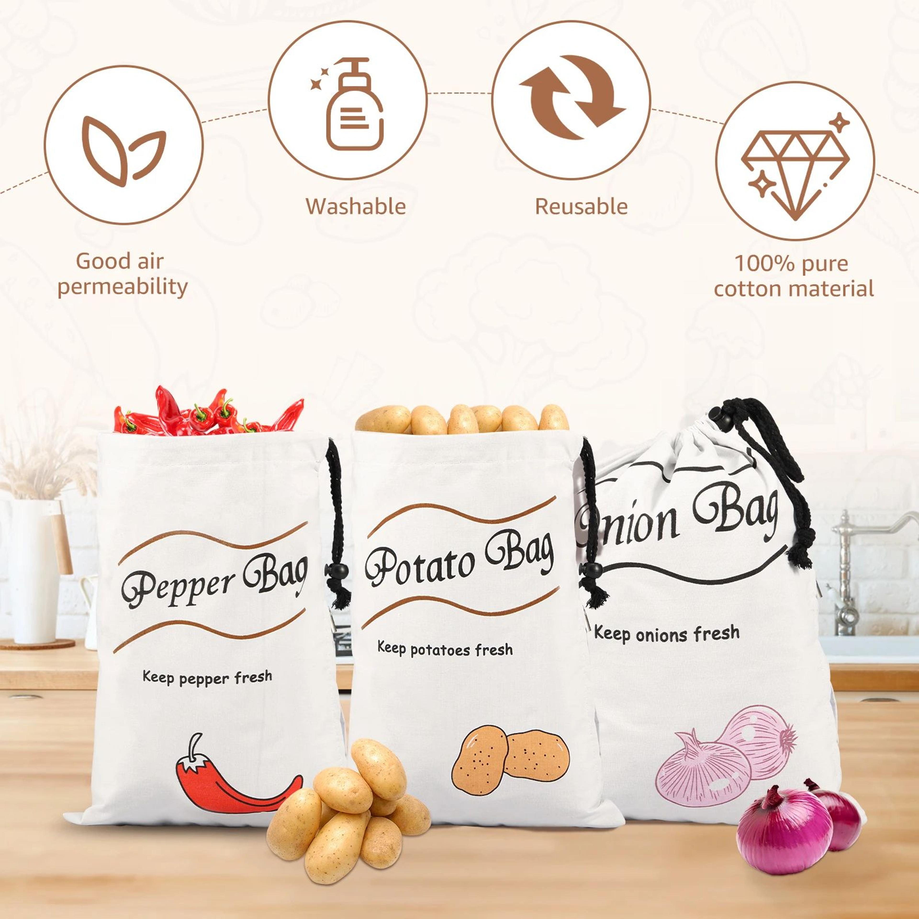 reusable potato and onion storage bags set