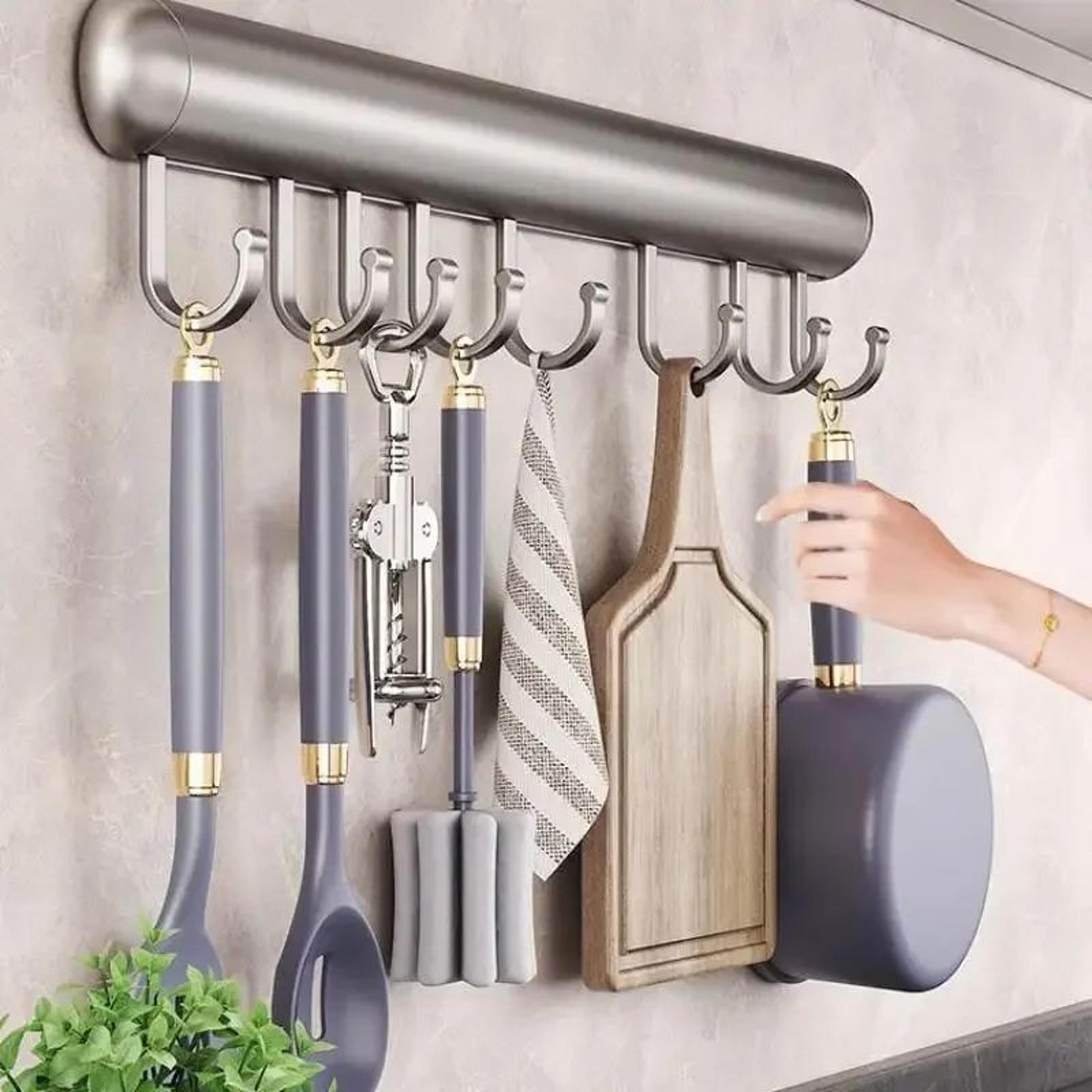 aluminum kitchen hook rack wall mounted organizer